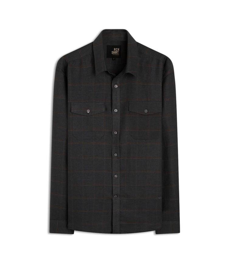 Camisa Linho  Xadrez Henry Ml Dark Navy