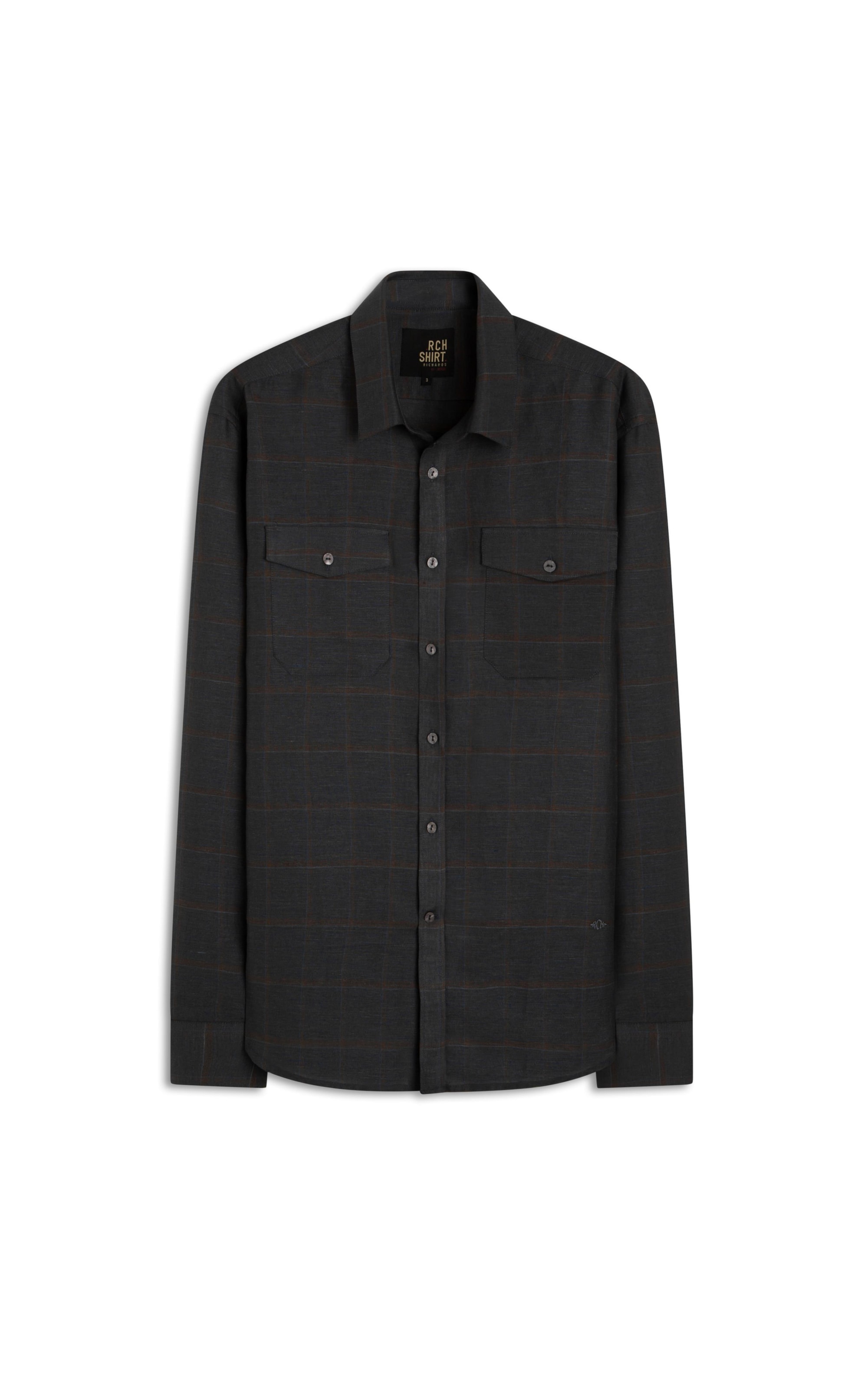Camisa Linho  Xadrez Henry Ml Dark Navy
