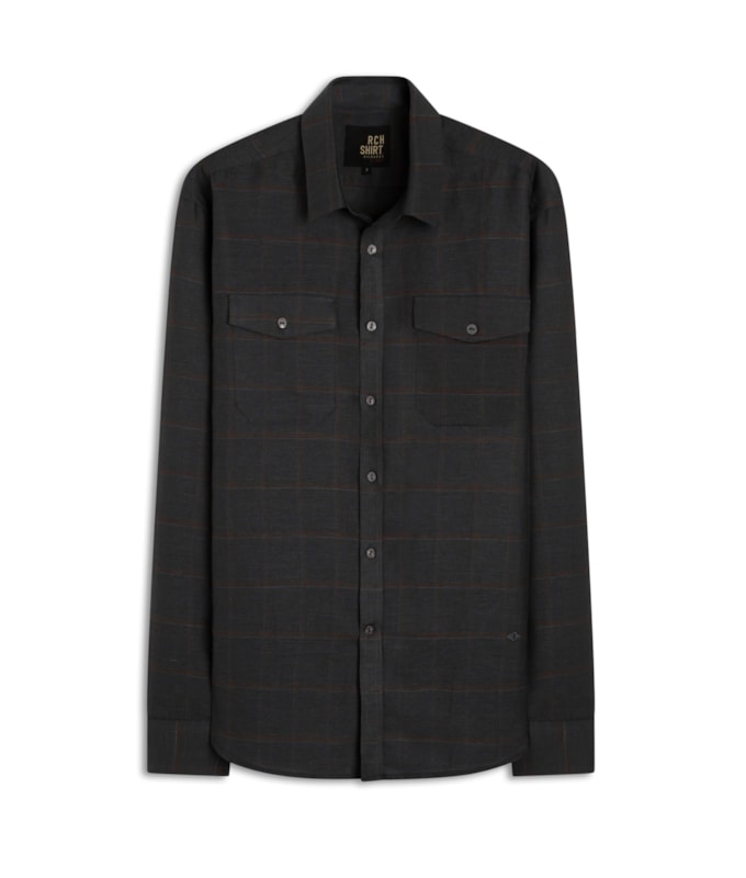 Camisa Linho  Xadrez Henry Ml Dark Navy