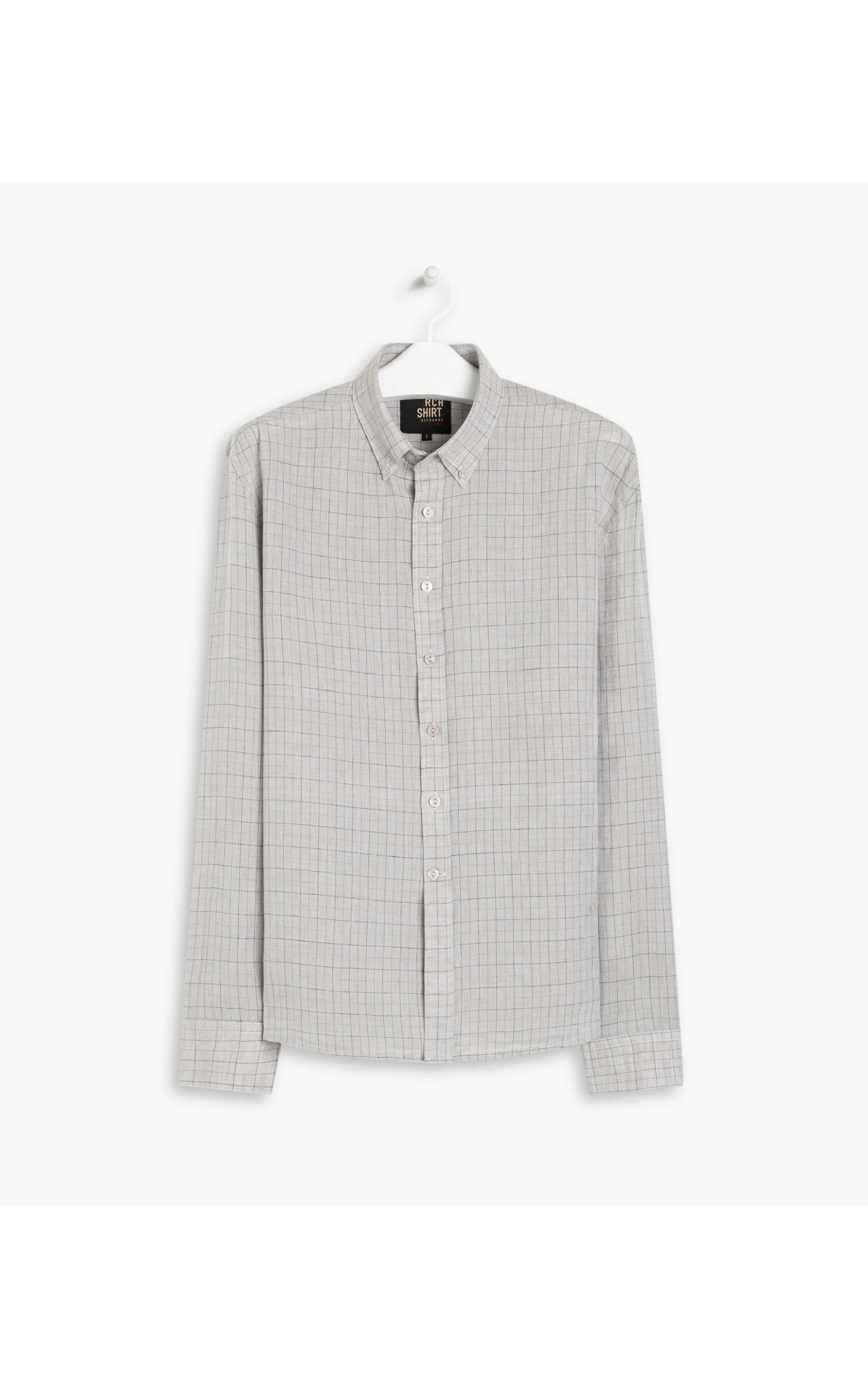 Camisa Linho  Xadrez Juarez Cinza Medio