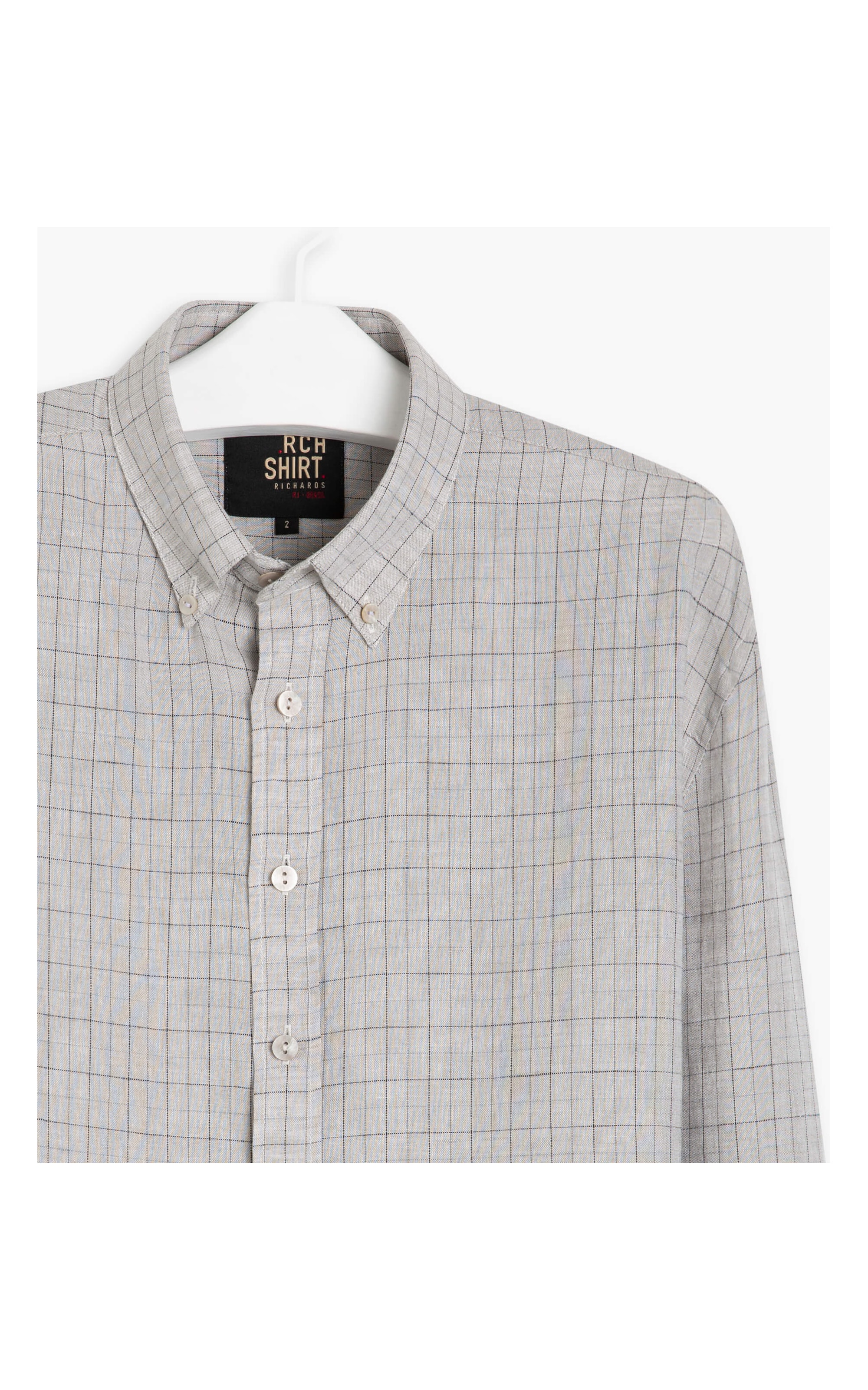 Camisa Linho  Xadrez Juarez Cinza Medio