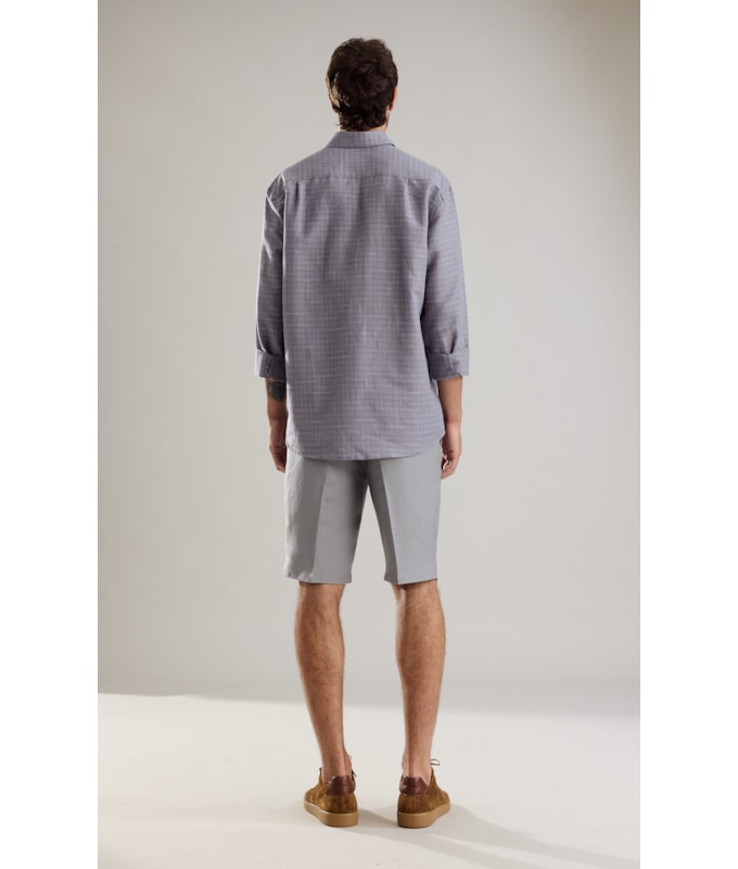 Camisa Linho  Xadrez Lucca Marrom