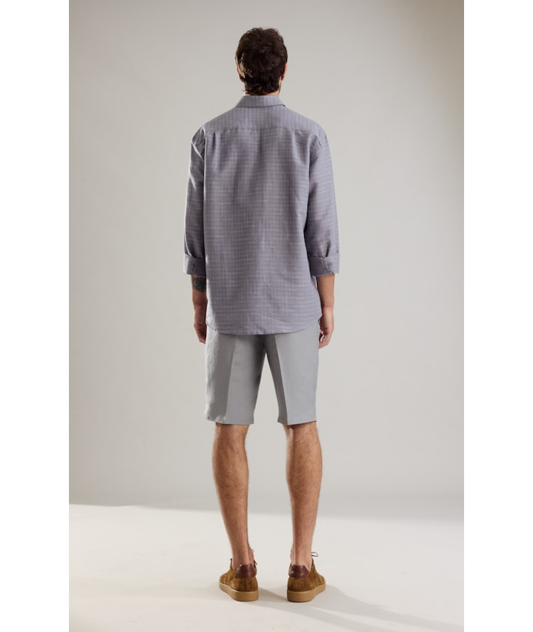 Camisa Linho  Xadrez Lucca Marrom