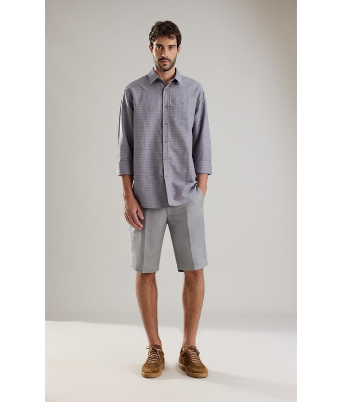 Camisa Linho  Xadrez Lucca Marrom