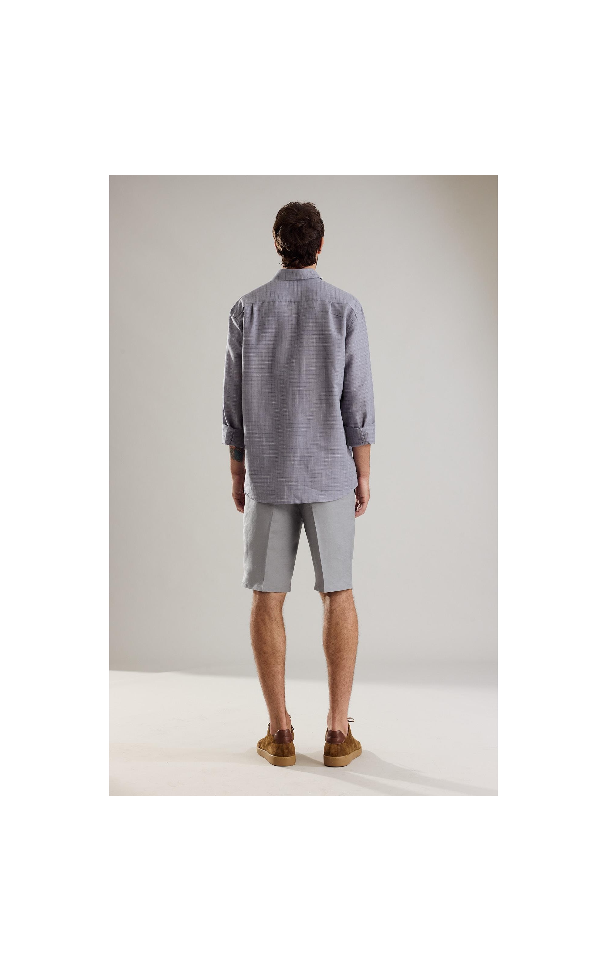 Camisa Linho  Xadrez Lucca Marrom