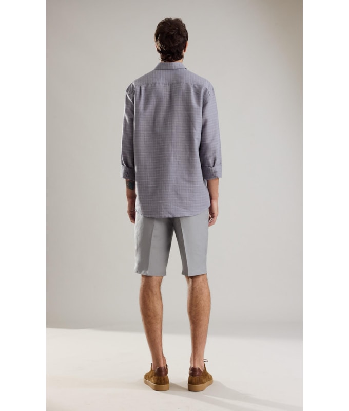 Camisa Linho  Xadrez Lucca Marrom