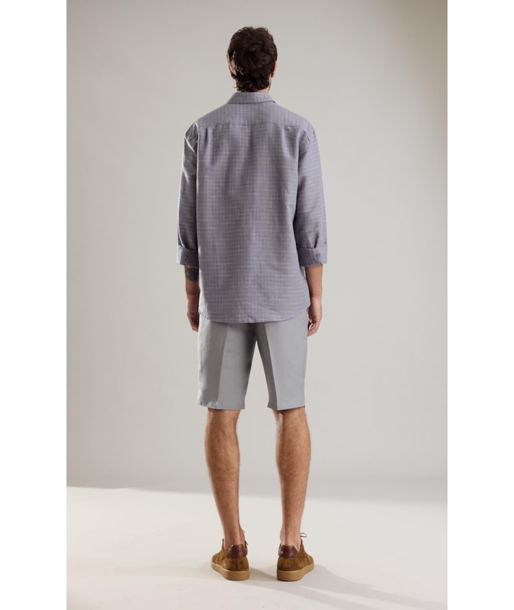 Camisa Linho  Xadrez Lucca Marrom