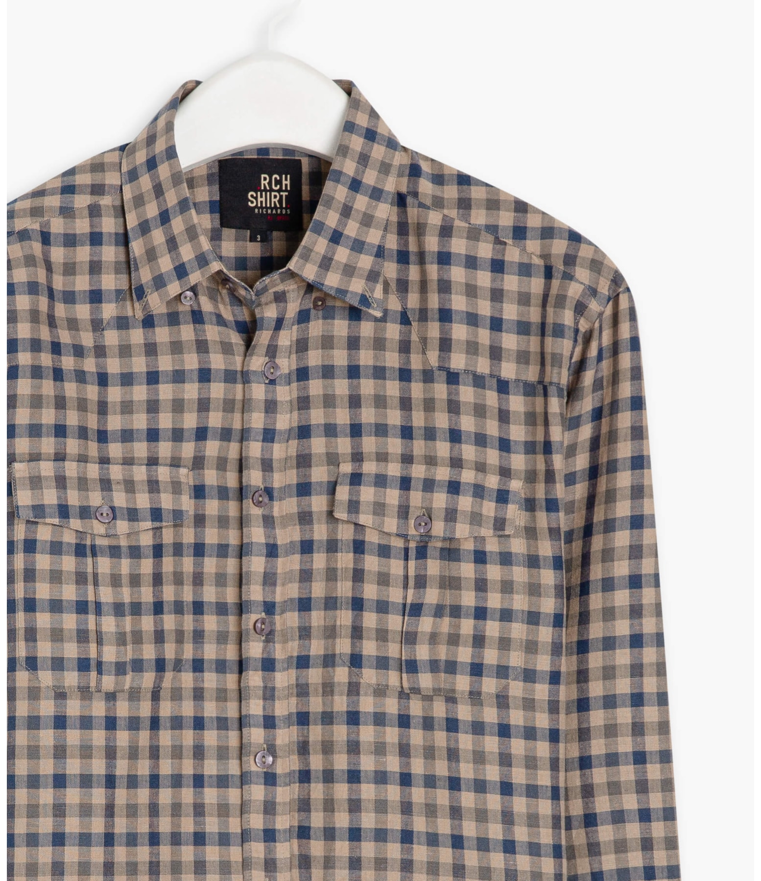 Camisa Linho  Xadrez Ml Dark Navy
