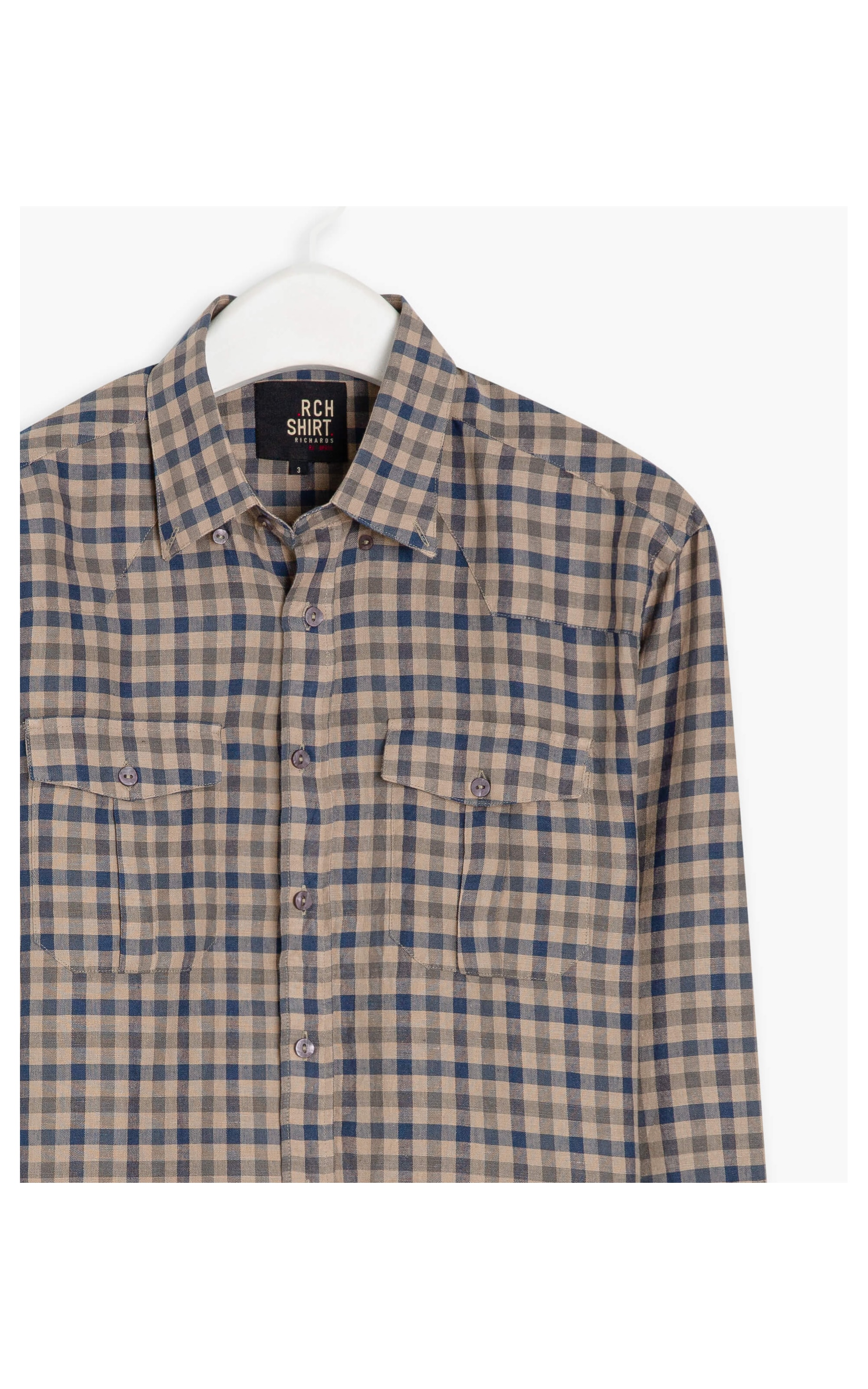 Camisa Linho  Xadrez Ml Dark Navy