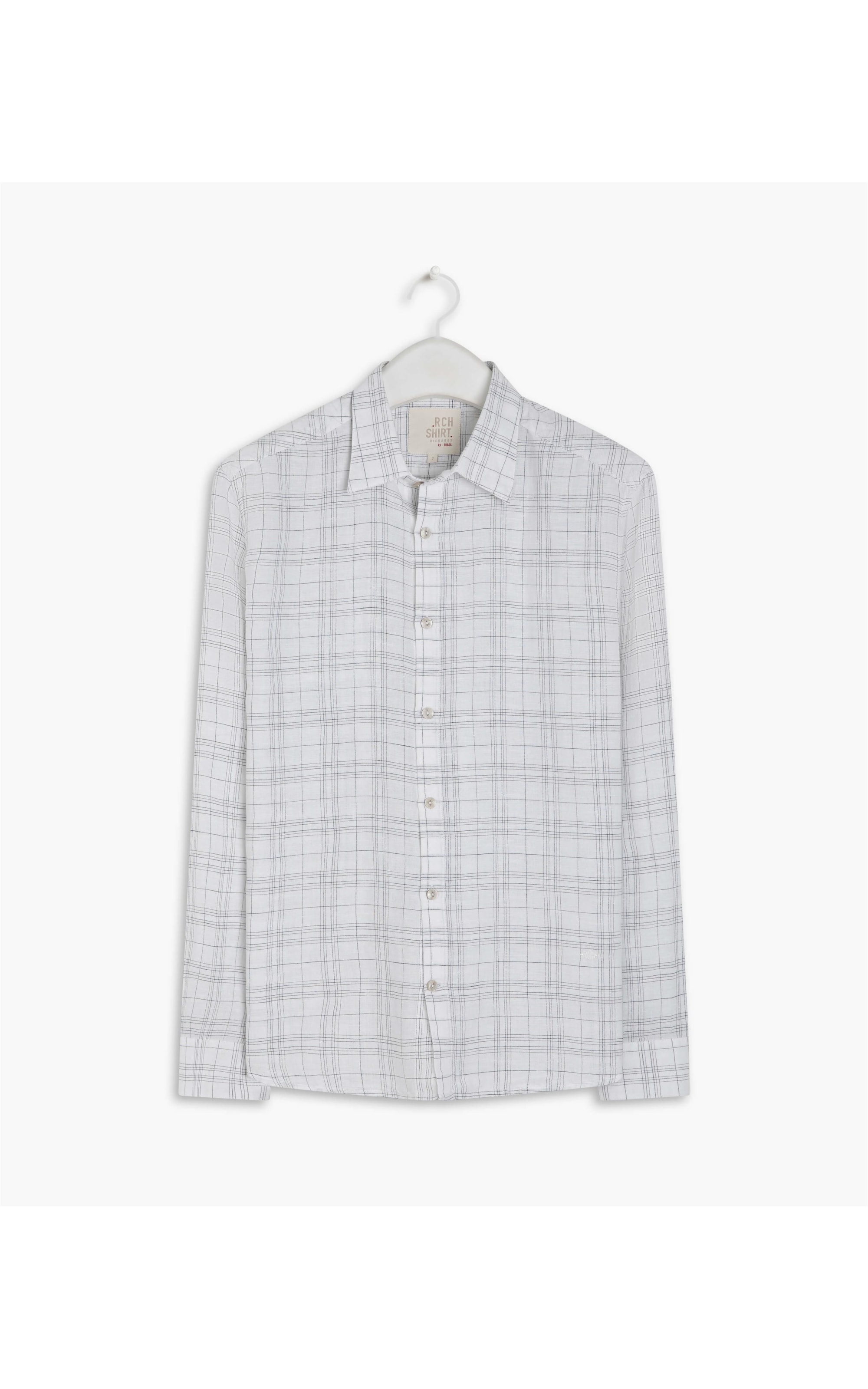 Camisa Linho  Xadrez Pedro Ml Masculino Branco