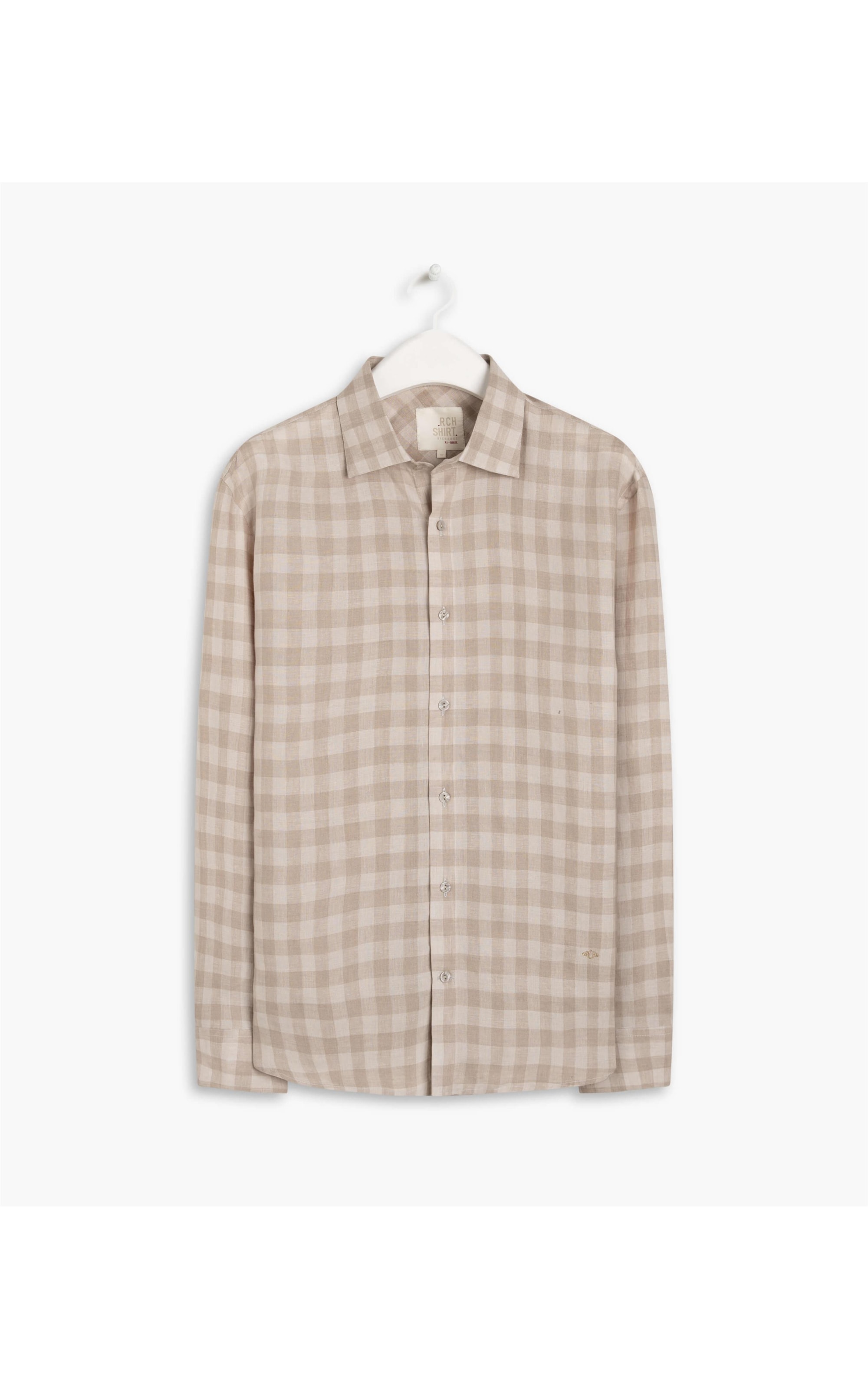 Camisa Linho  Xadrez Ronaldo Areia