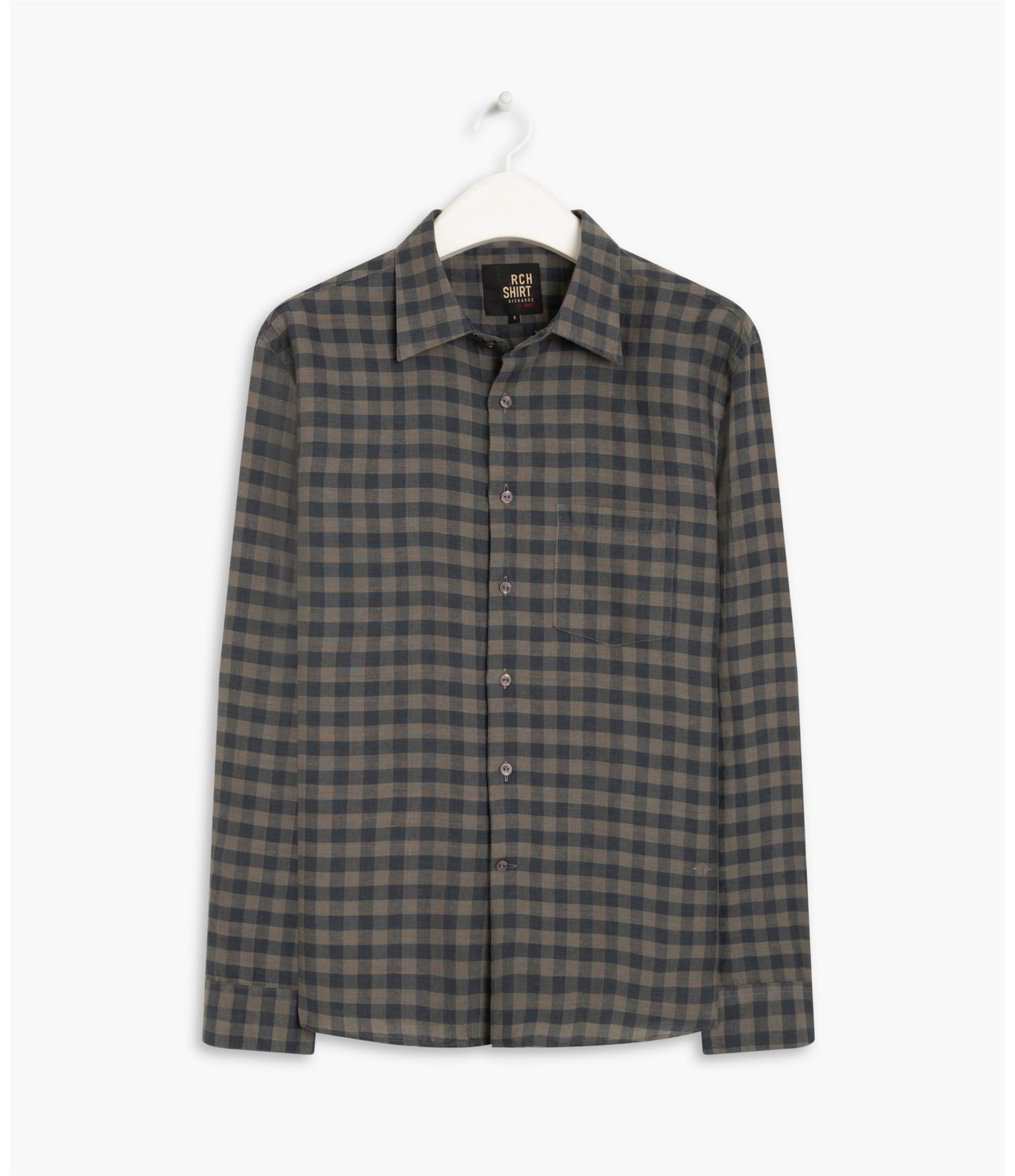Camisa Linho  Xadrez Ronaldo Tabaco