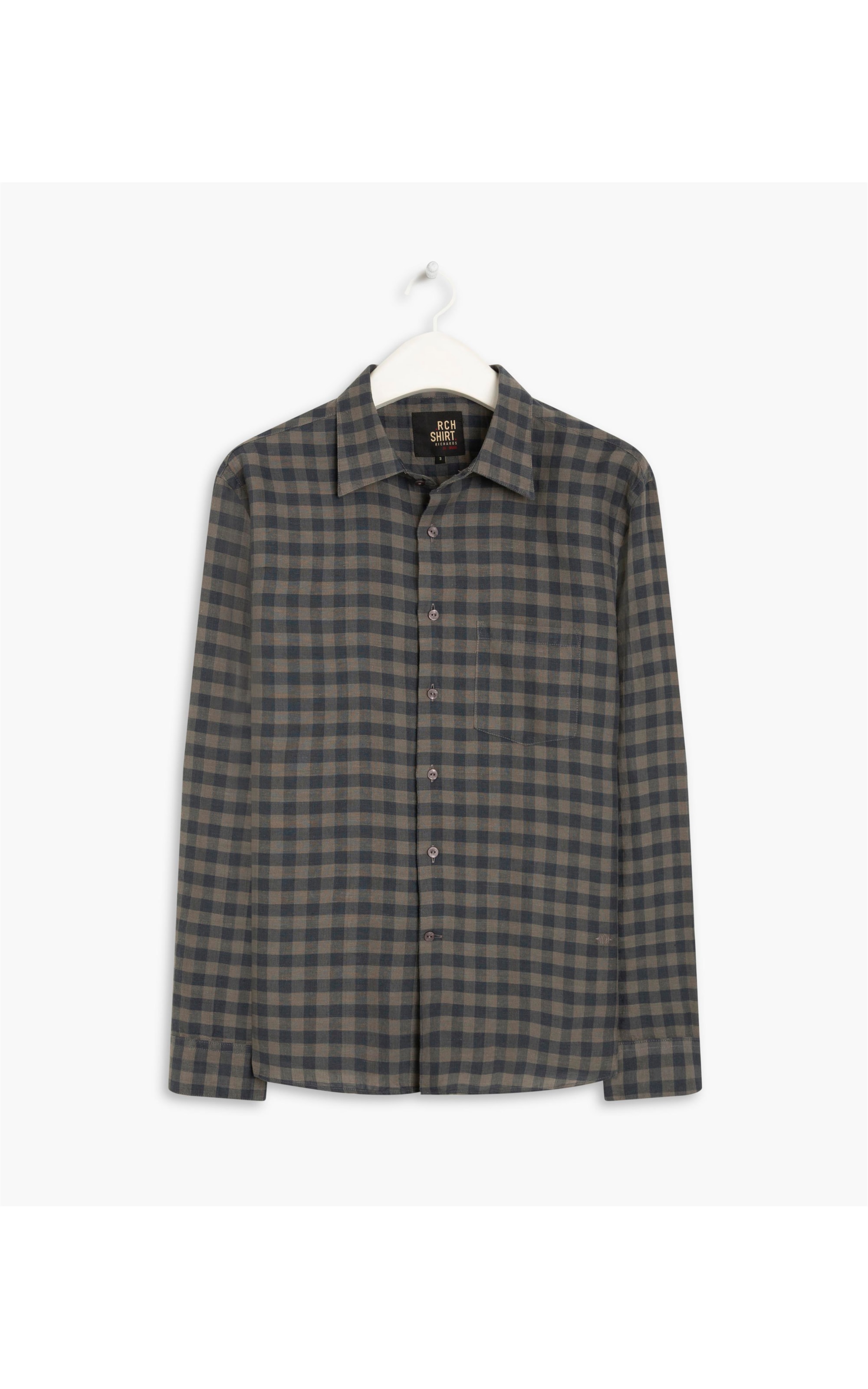 Camisa Linho  Xadrez Ronaldo Tabaco