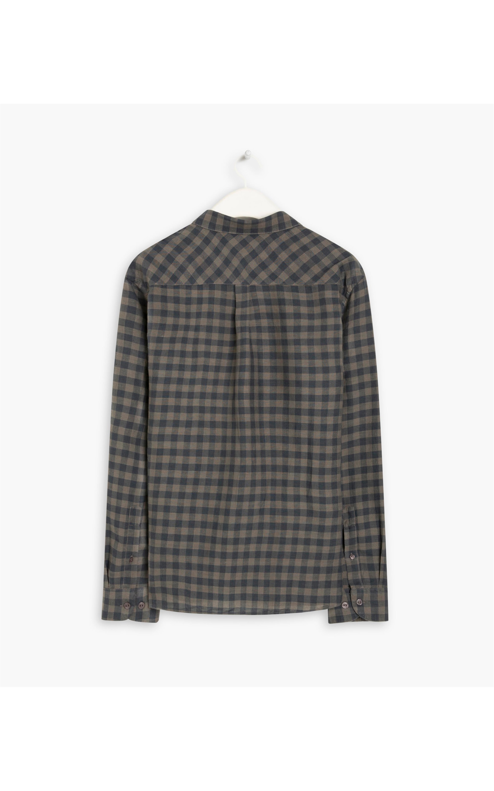 Camisa Linho  Xadrez Ronaldo Tabaco