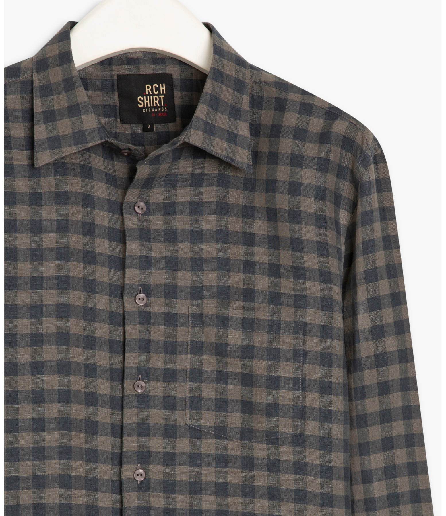 Camisa Linho  Xadrez Ronaldo Tabaco