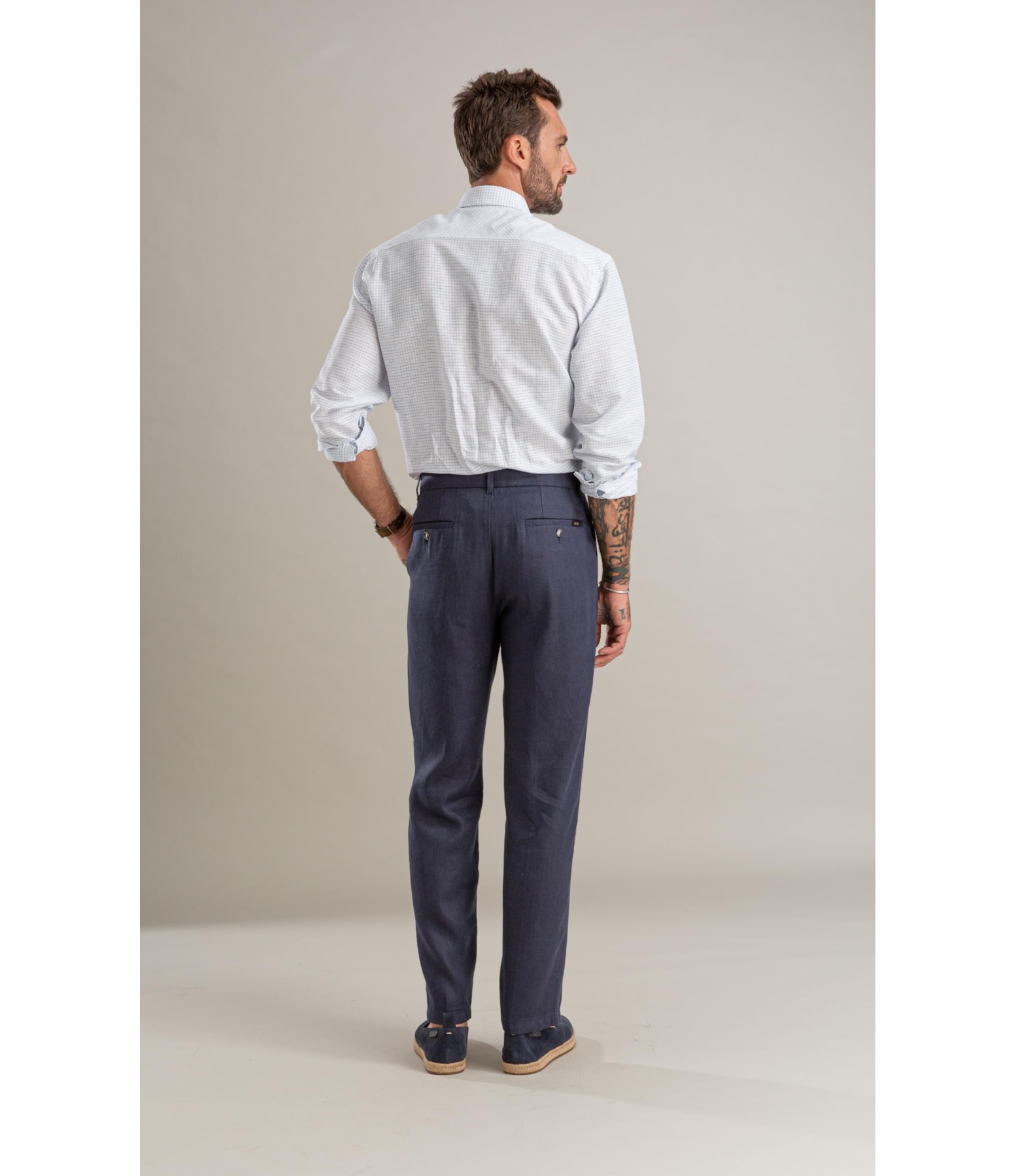 Camisa Linho  Xadrez Vagner Ml Azul Claro