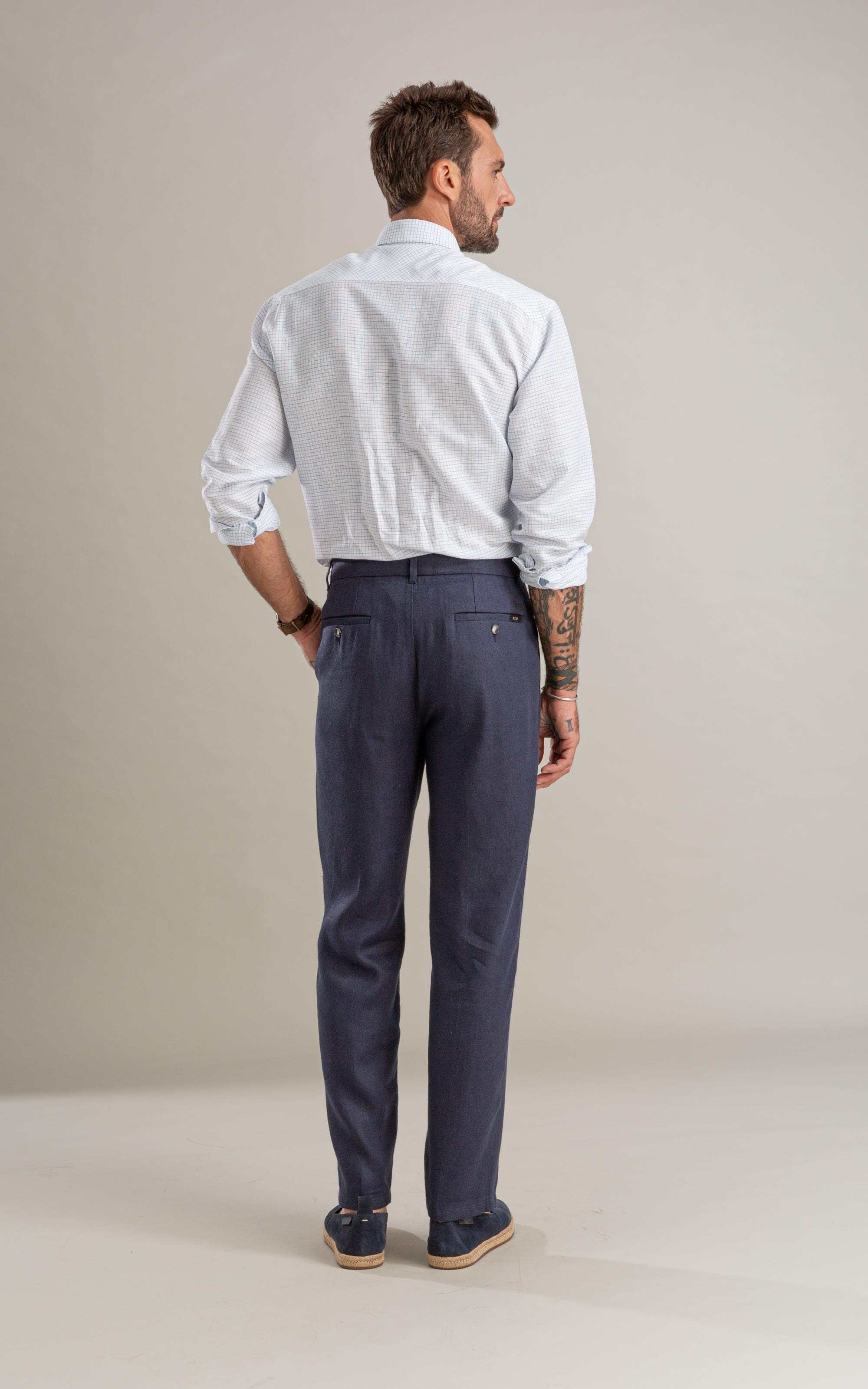 Camisa Linho  Xadrez Vagner Ml Azul Claro