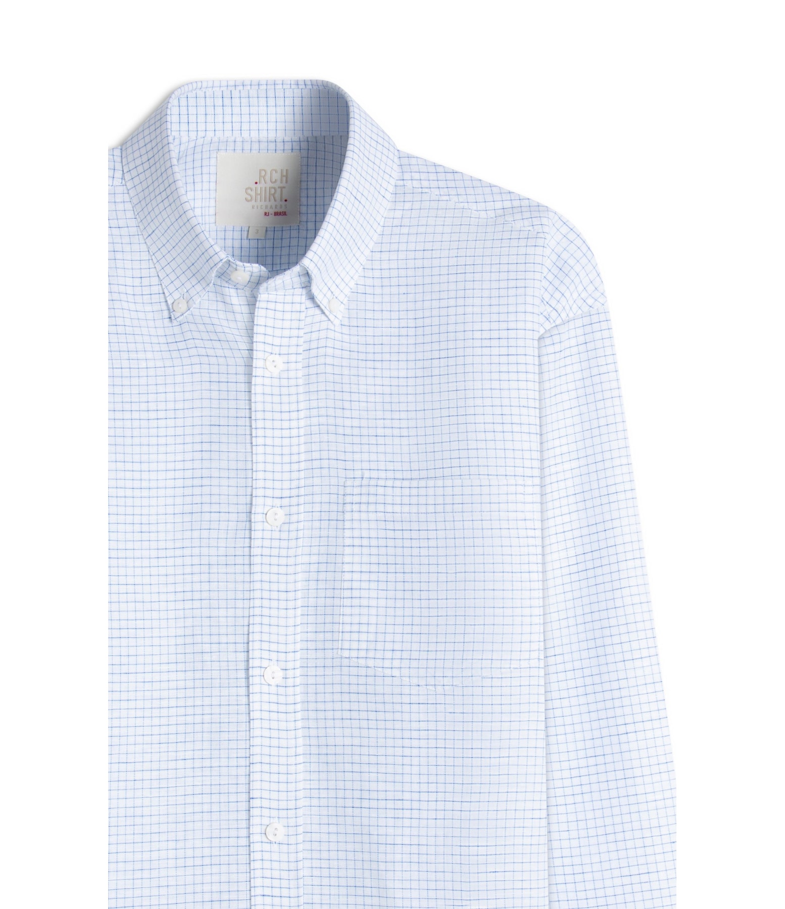 Camisa Linho  Xadrez Vagner Ml Azul Claro