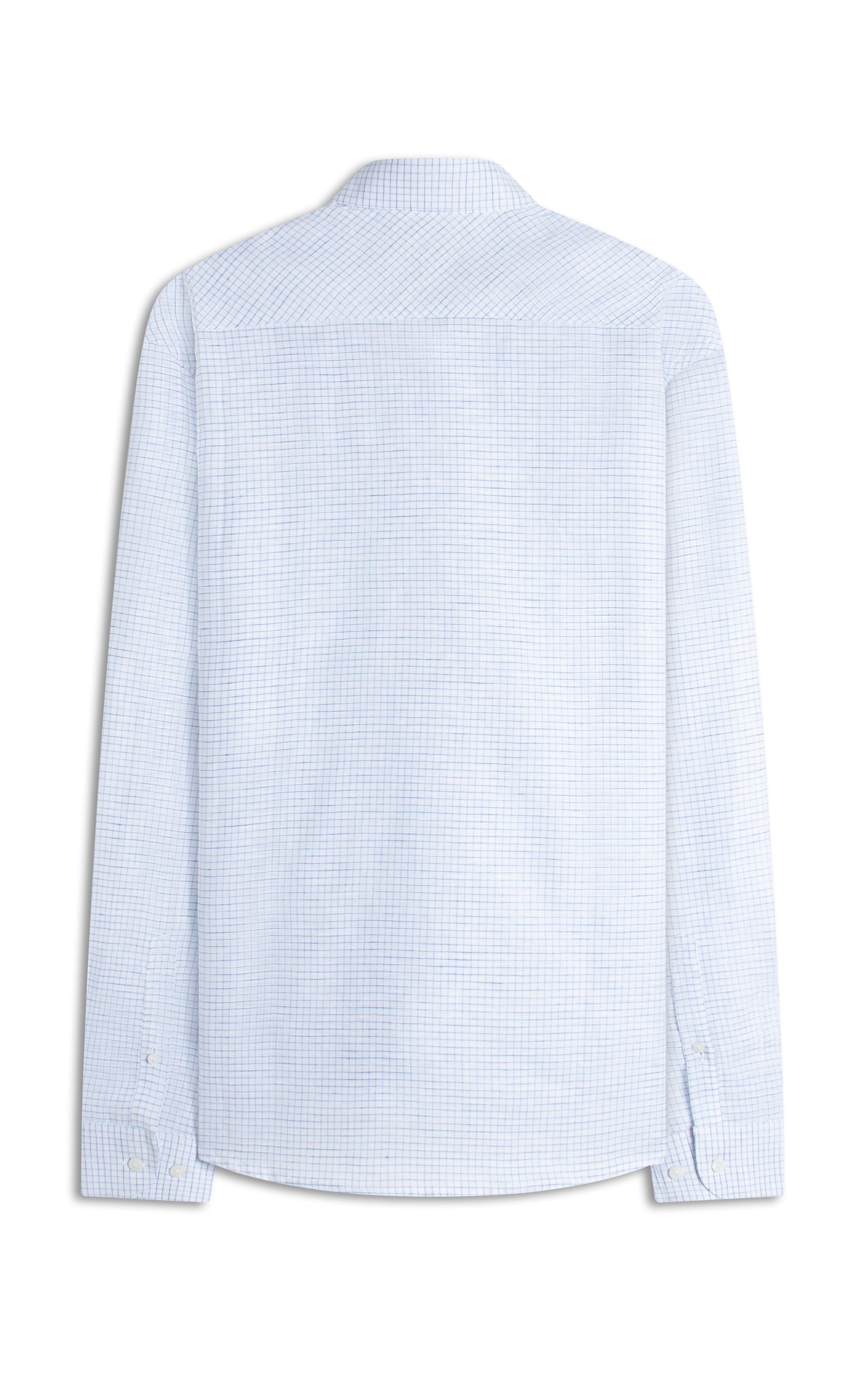 Camisa Linho  Xadrez Vagner Ml Azul Claro