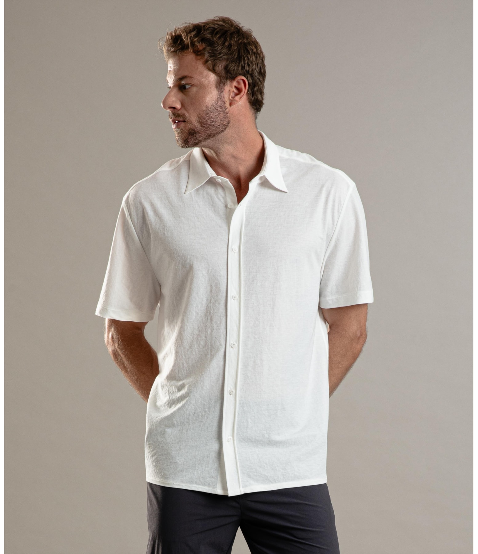 Camisa Loose Piquet Jacob Off White