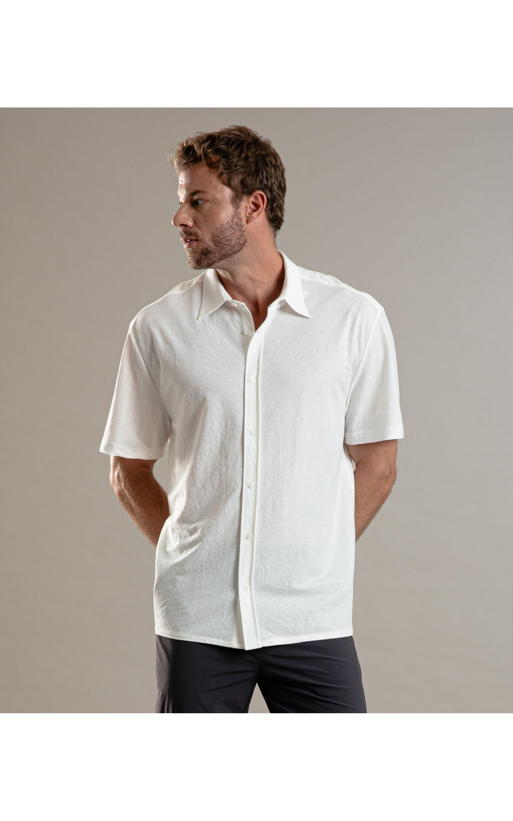 Camisa Loose Piquet Jacob Off White
