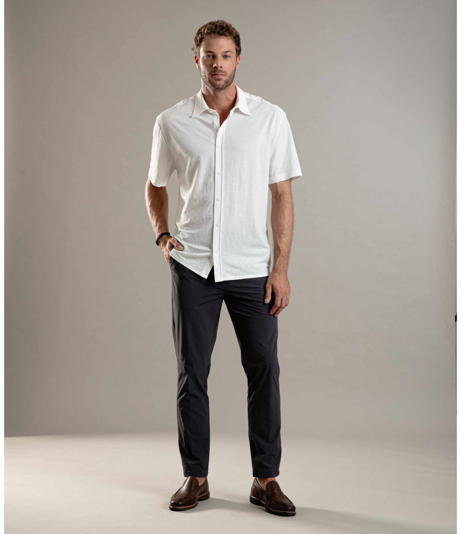 Camisa Loose Piquet Jacob Off White