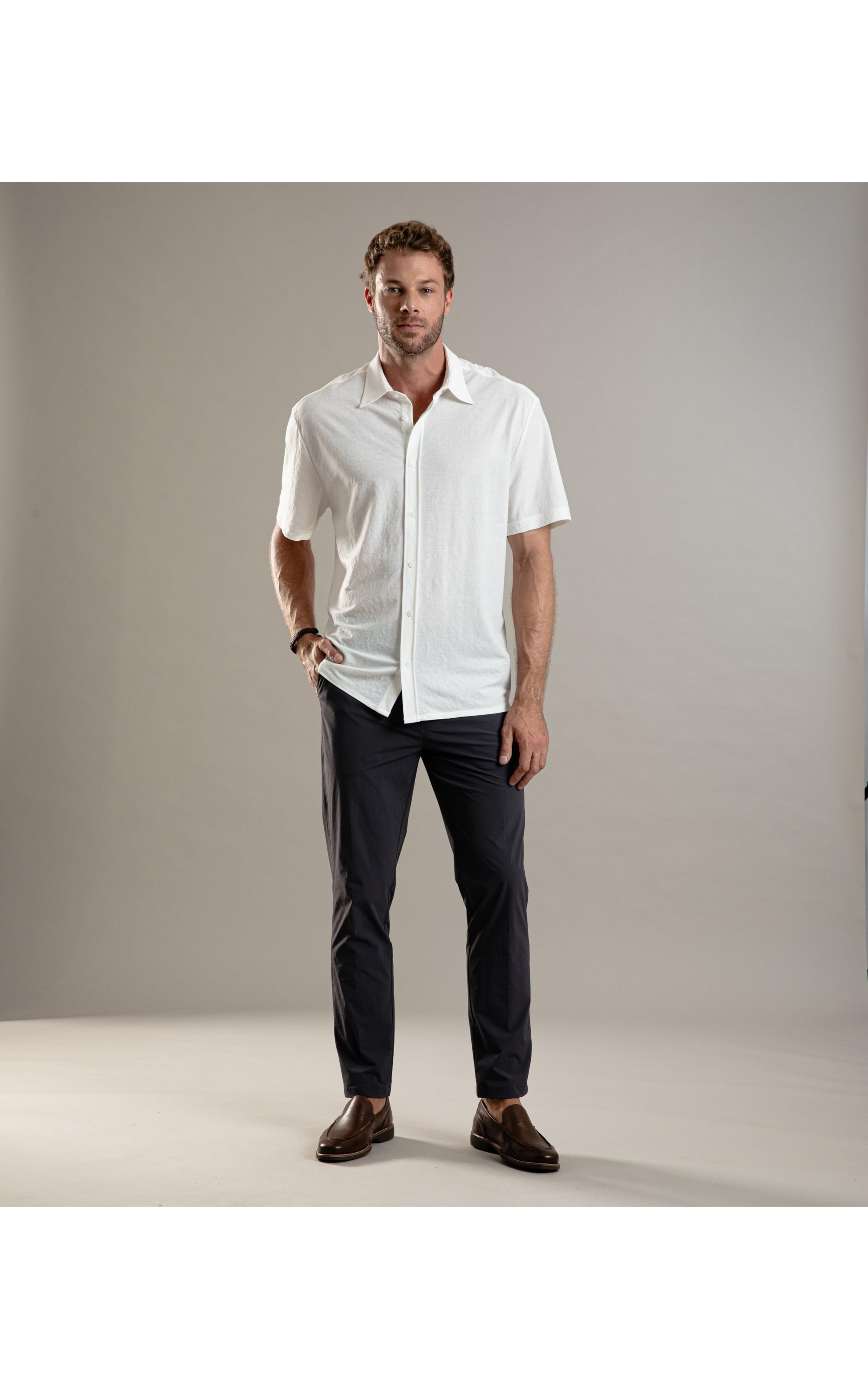 Camisa Loose Piquet Jacob Off White