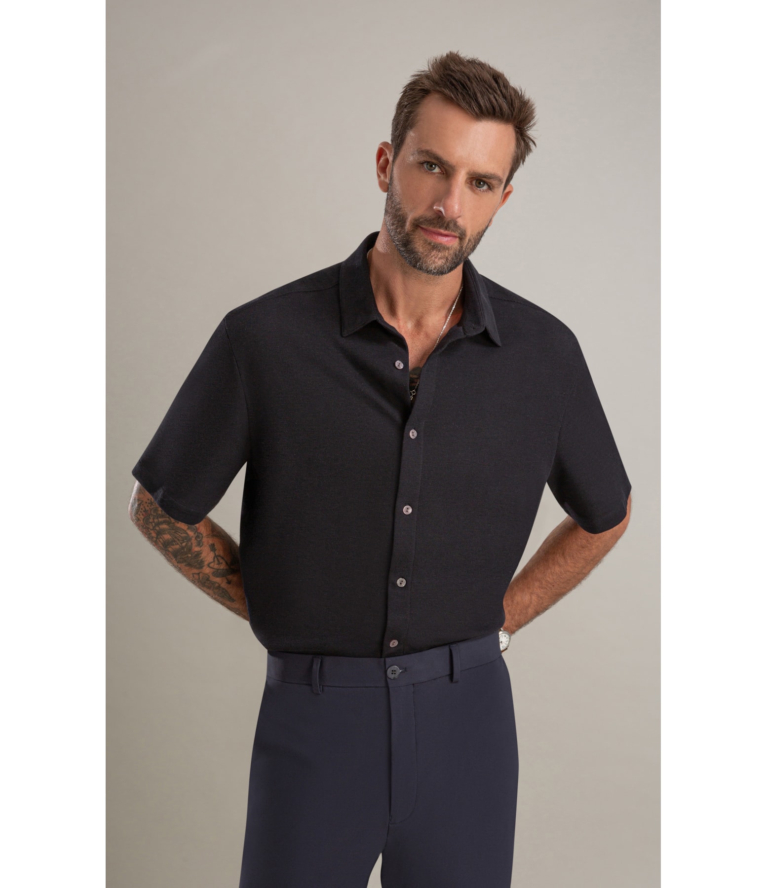 Camisa Malha Dotti Mc Preto