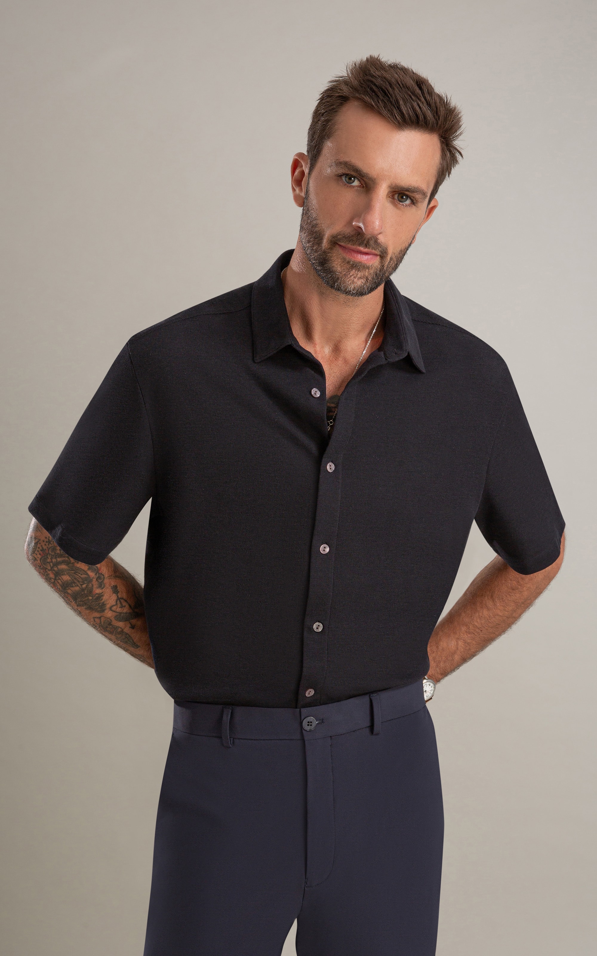 Camisa Malha Dotti Mc Preto