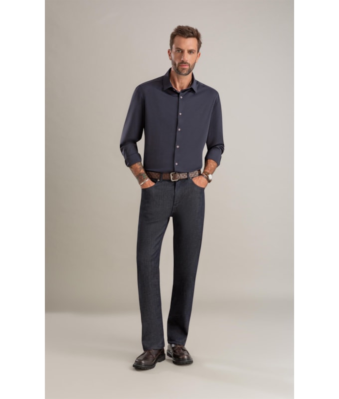 Camisa Malha Nylon Tech Dark Navy