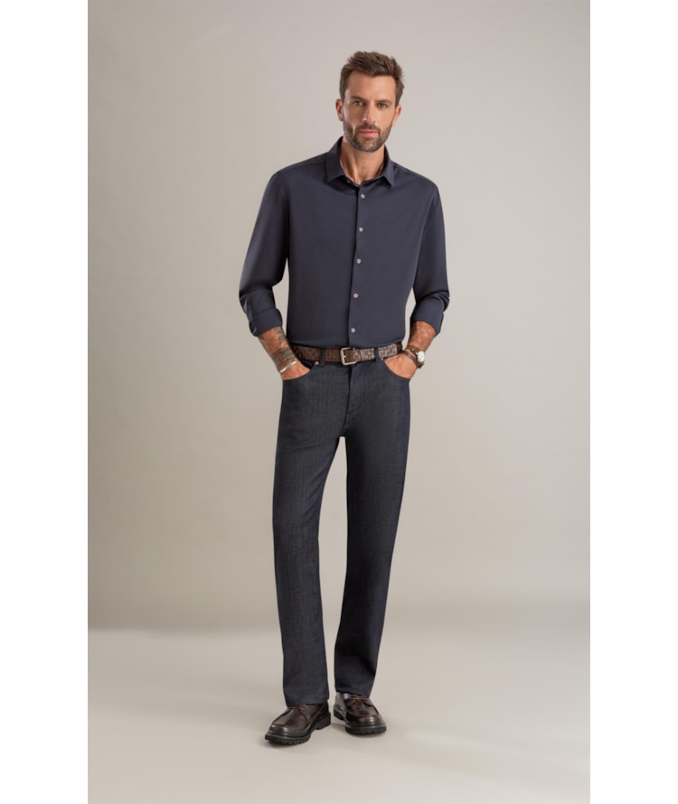 Camisa Malha Nylon Tech Dark Navy