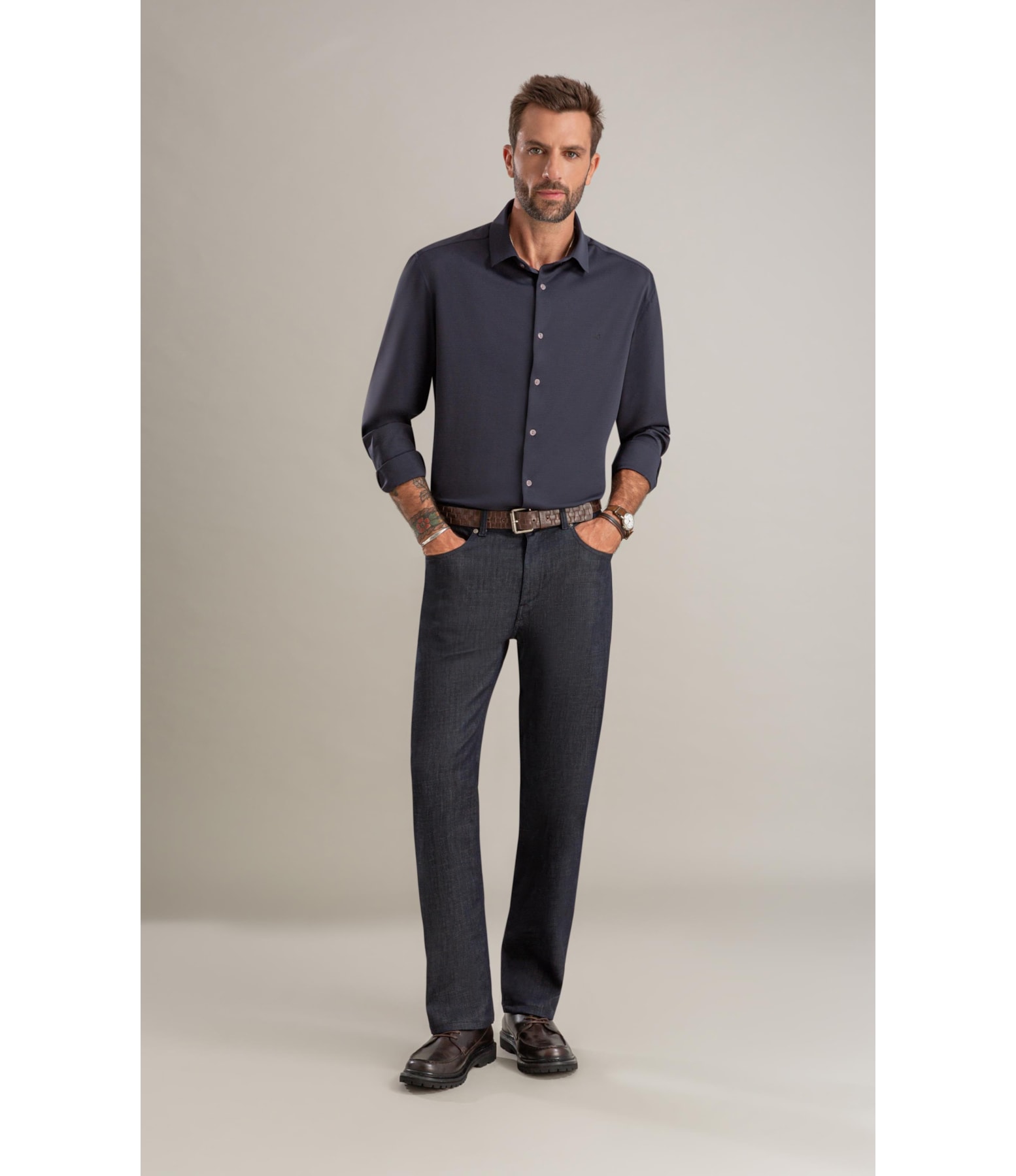 Camisa Malha Nylon Tech Dark Navy