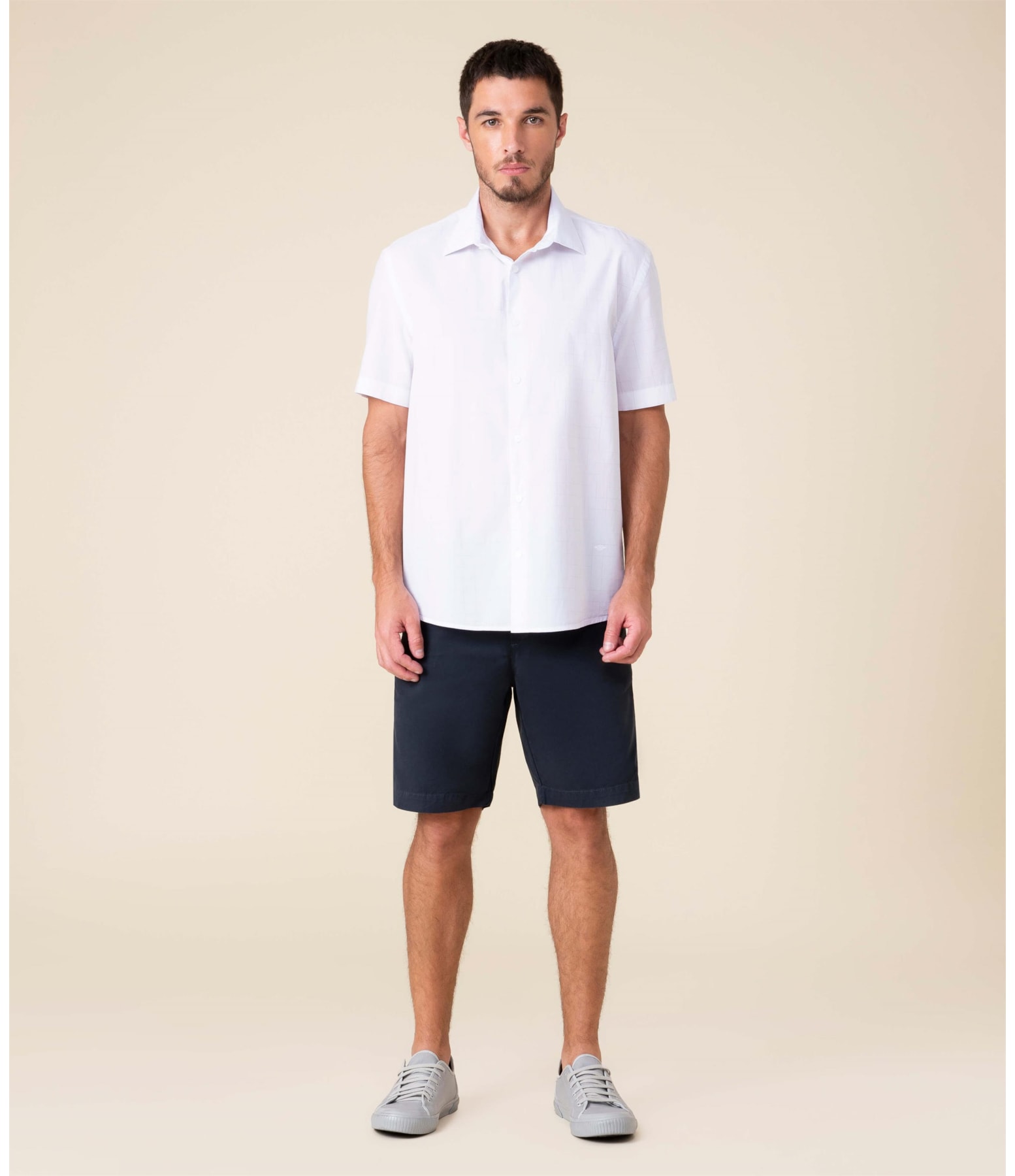 Camisa Manila Xadrez Mc Cinza Claro