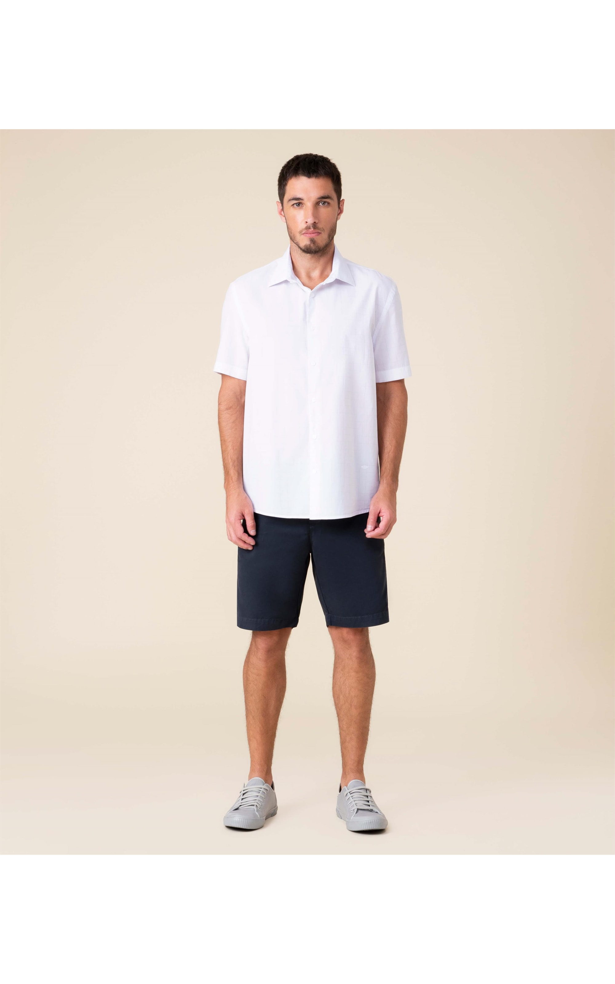 Camisa Manila Xadrez Mc Cinza Claro