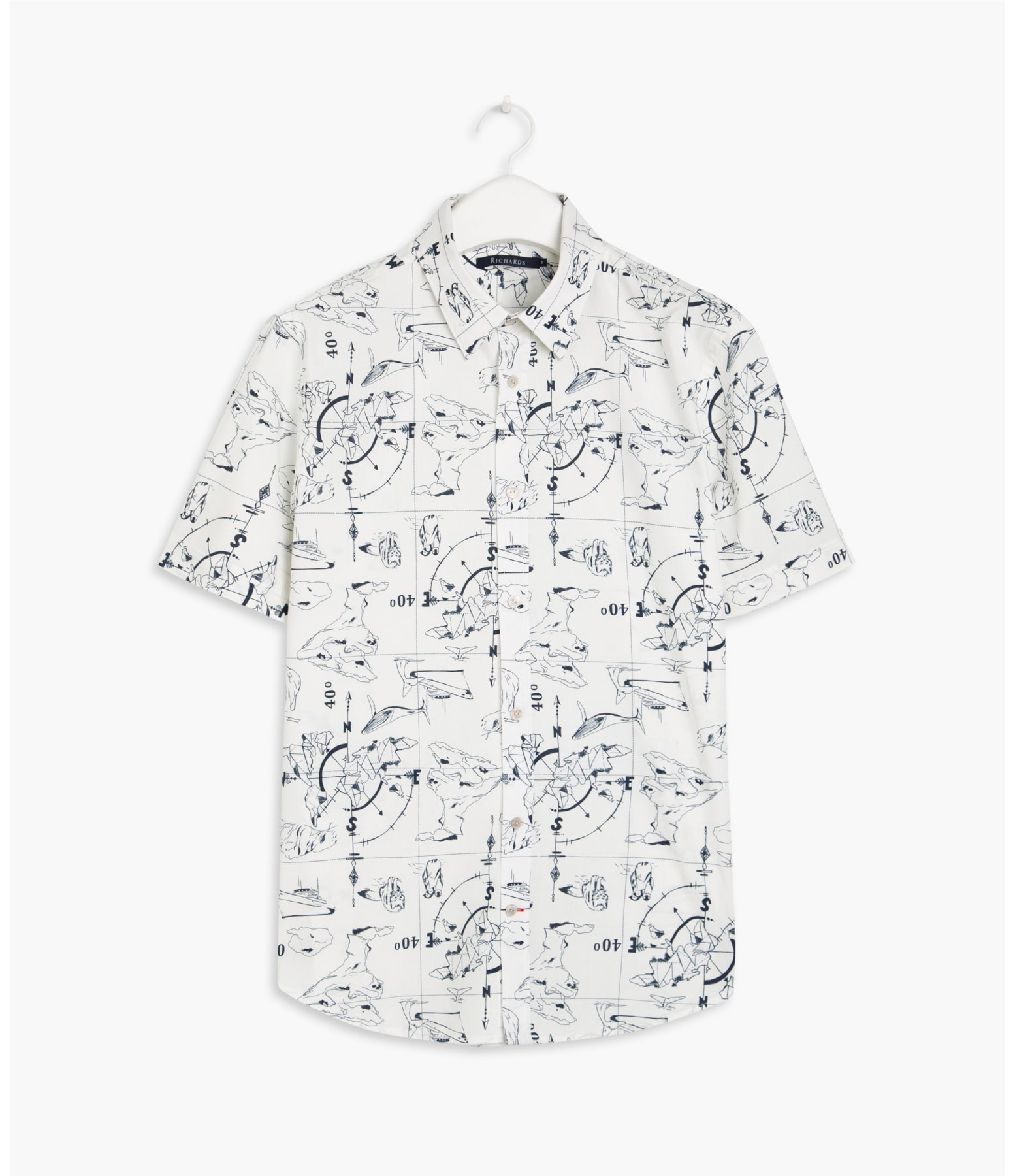 Camisa Mapas Estampada Mc Branco