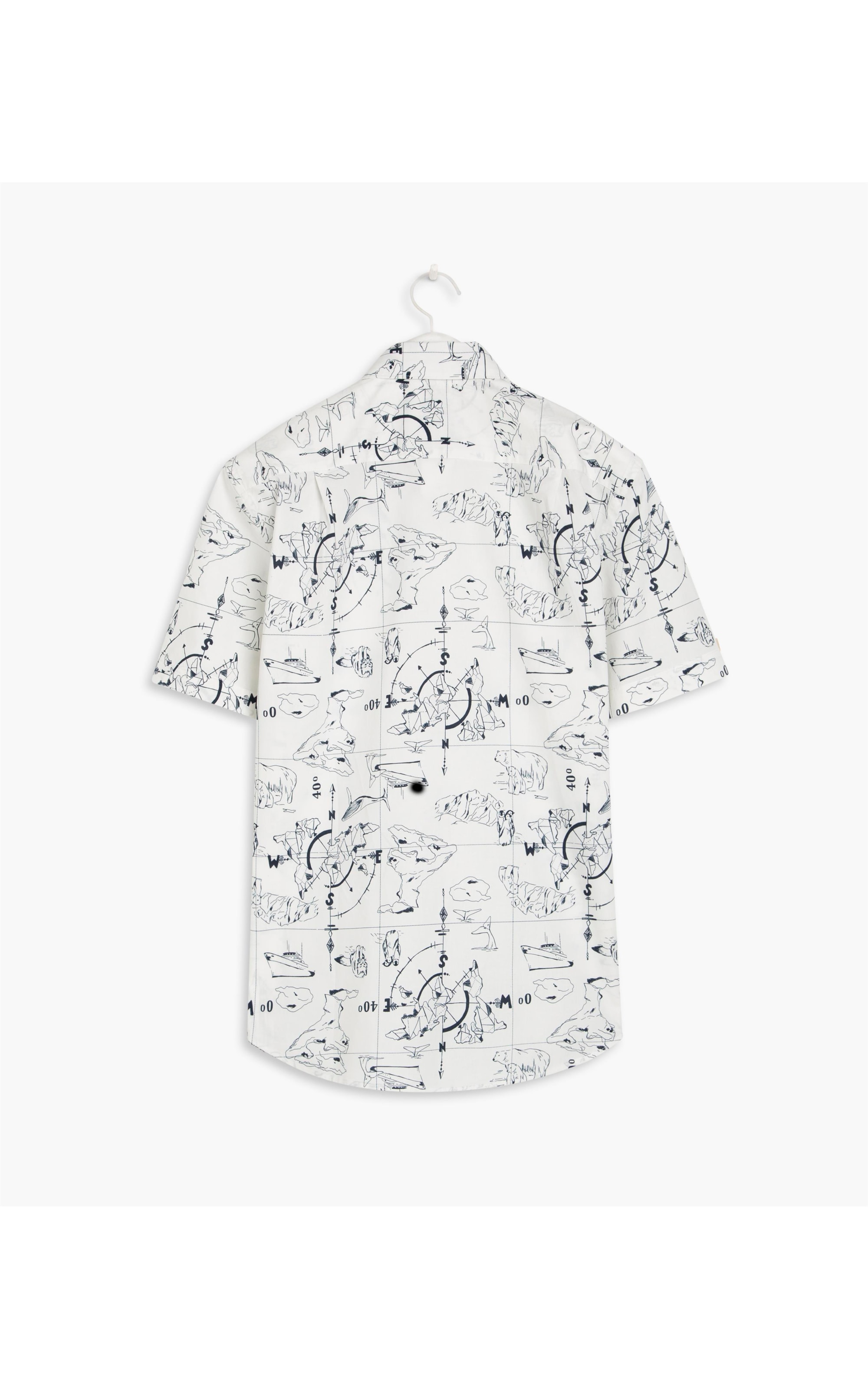 Camisa Mapas Estampada Mc Branco