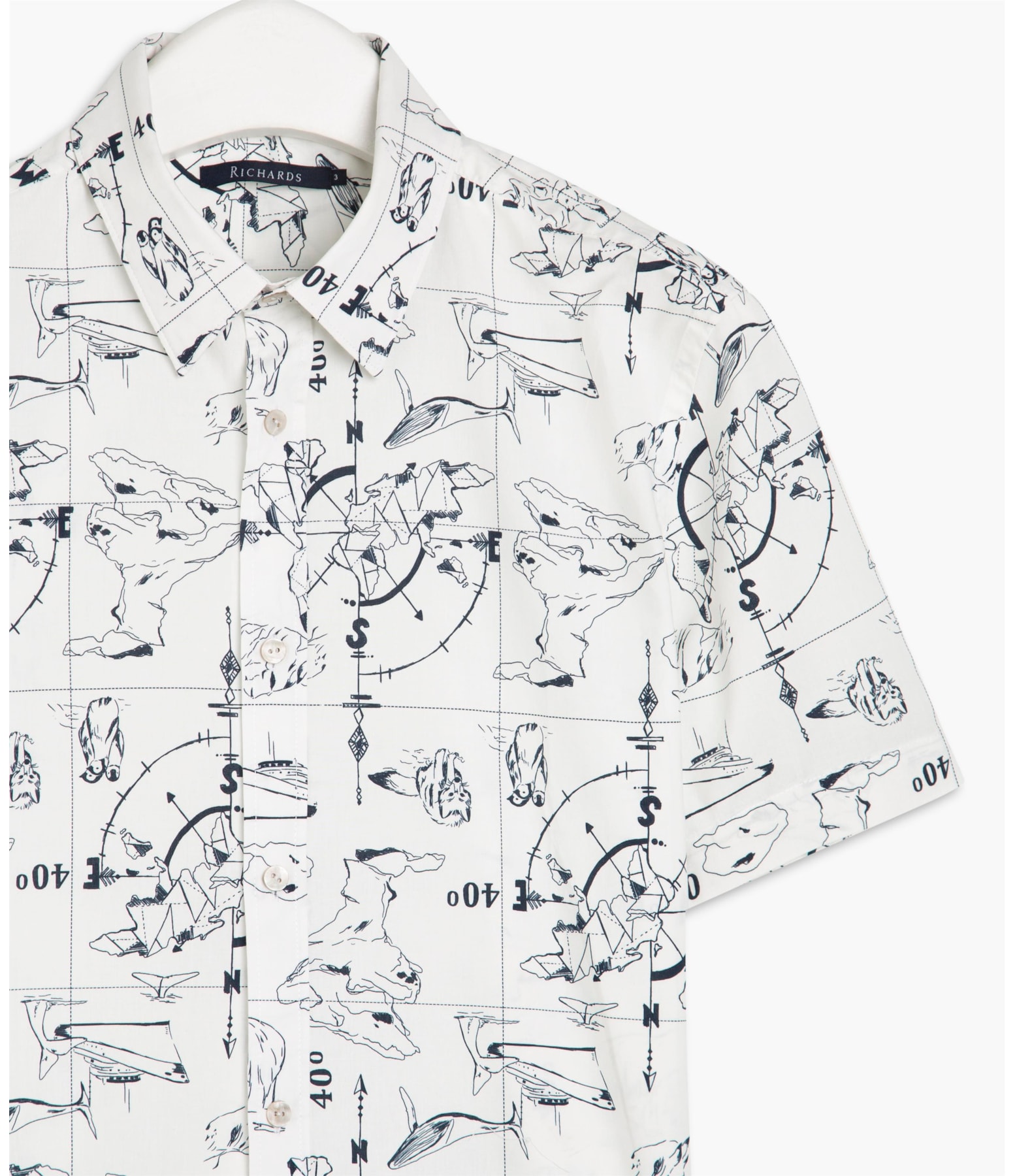 Camisa Mapas Estampada Mc Branco