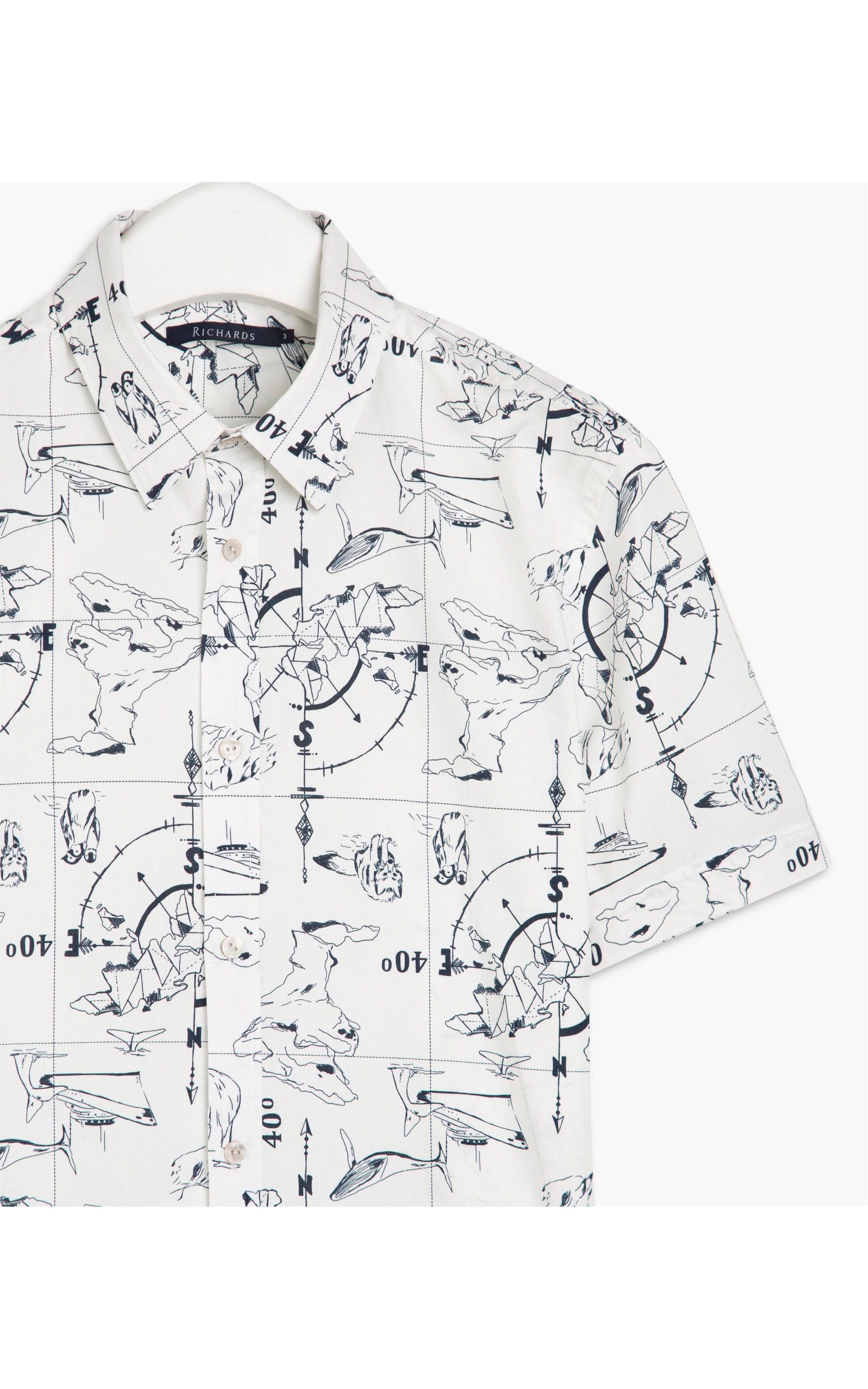 Camisa Mapas Estampada Mc Branco
