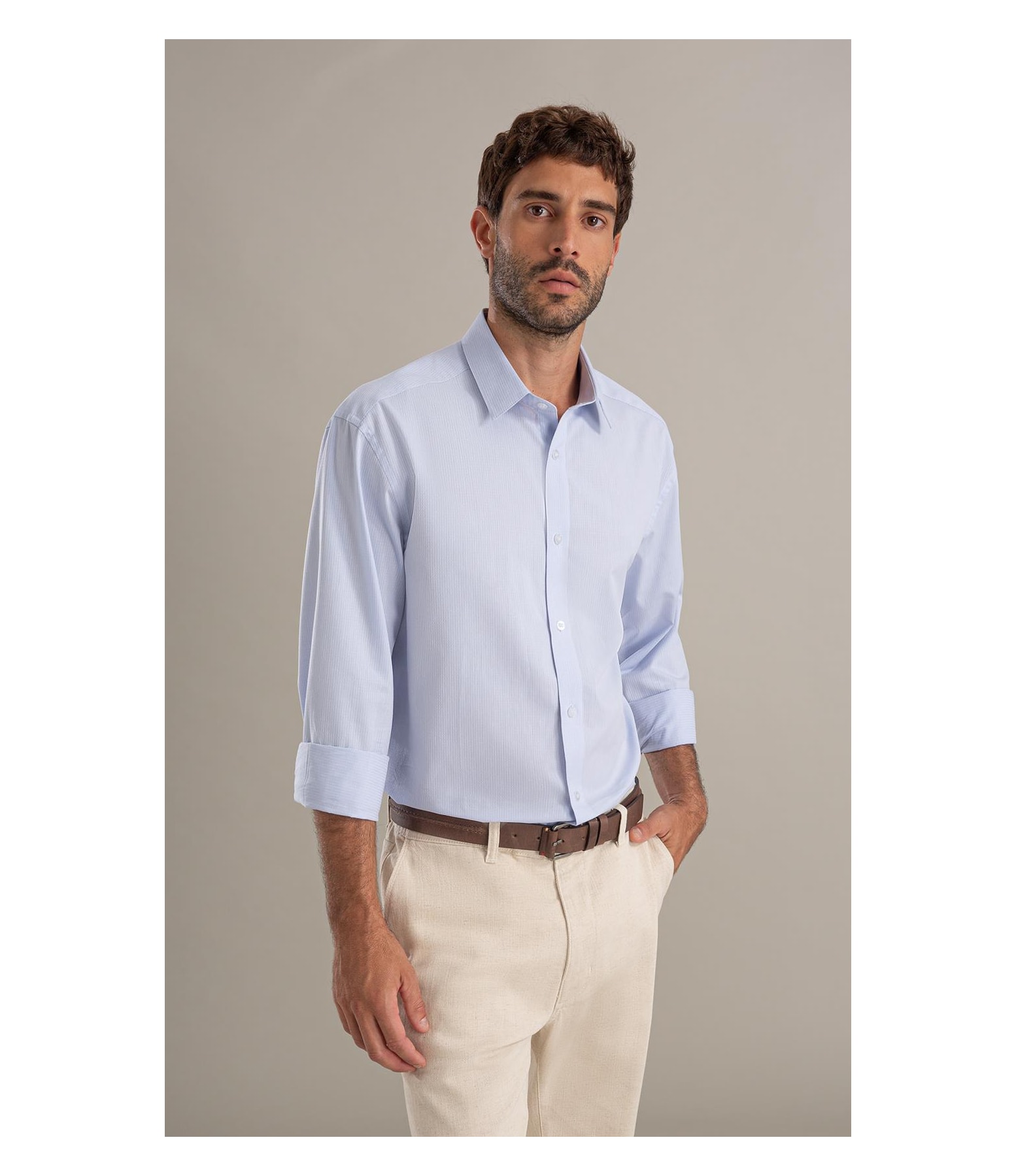 Camisa Maquineta Cristiano Ml Azul Pervante
