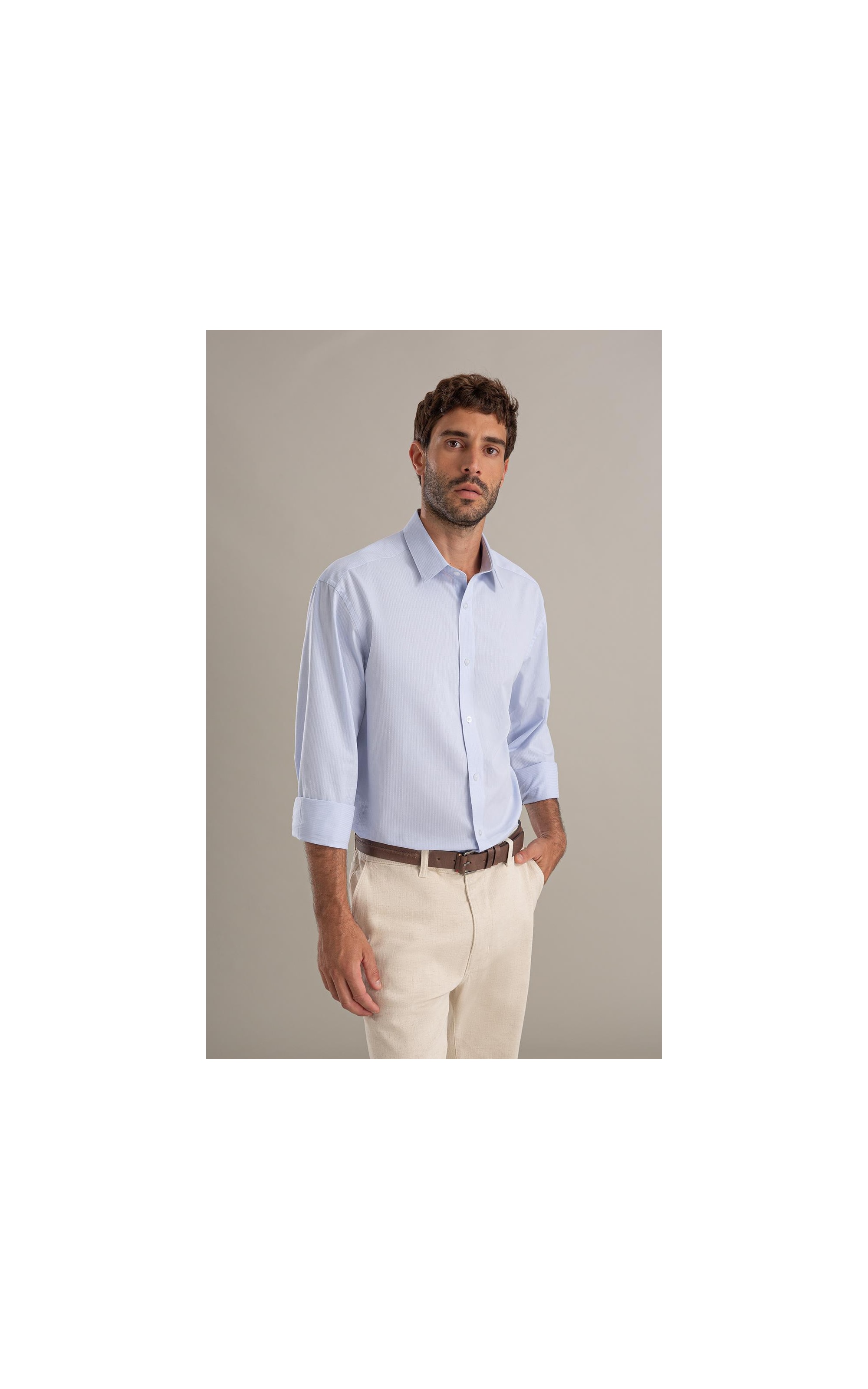 Camisa Maquineta Cristiano Ml Azul Pervante