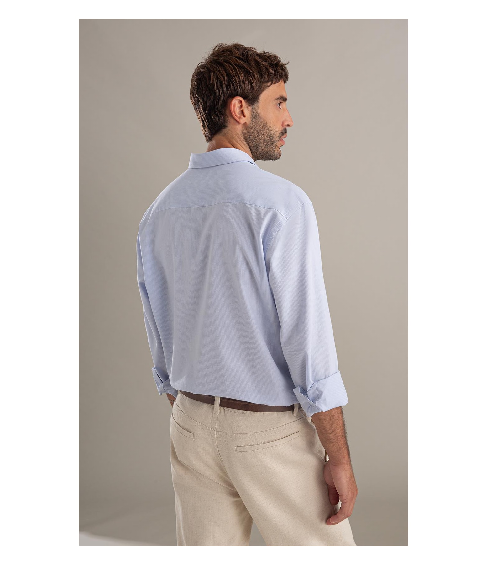 Camisa Maquineta Cristiano Ml Azul Pervante