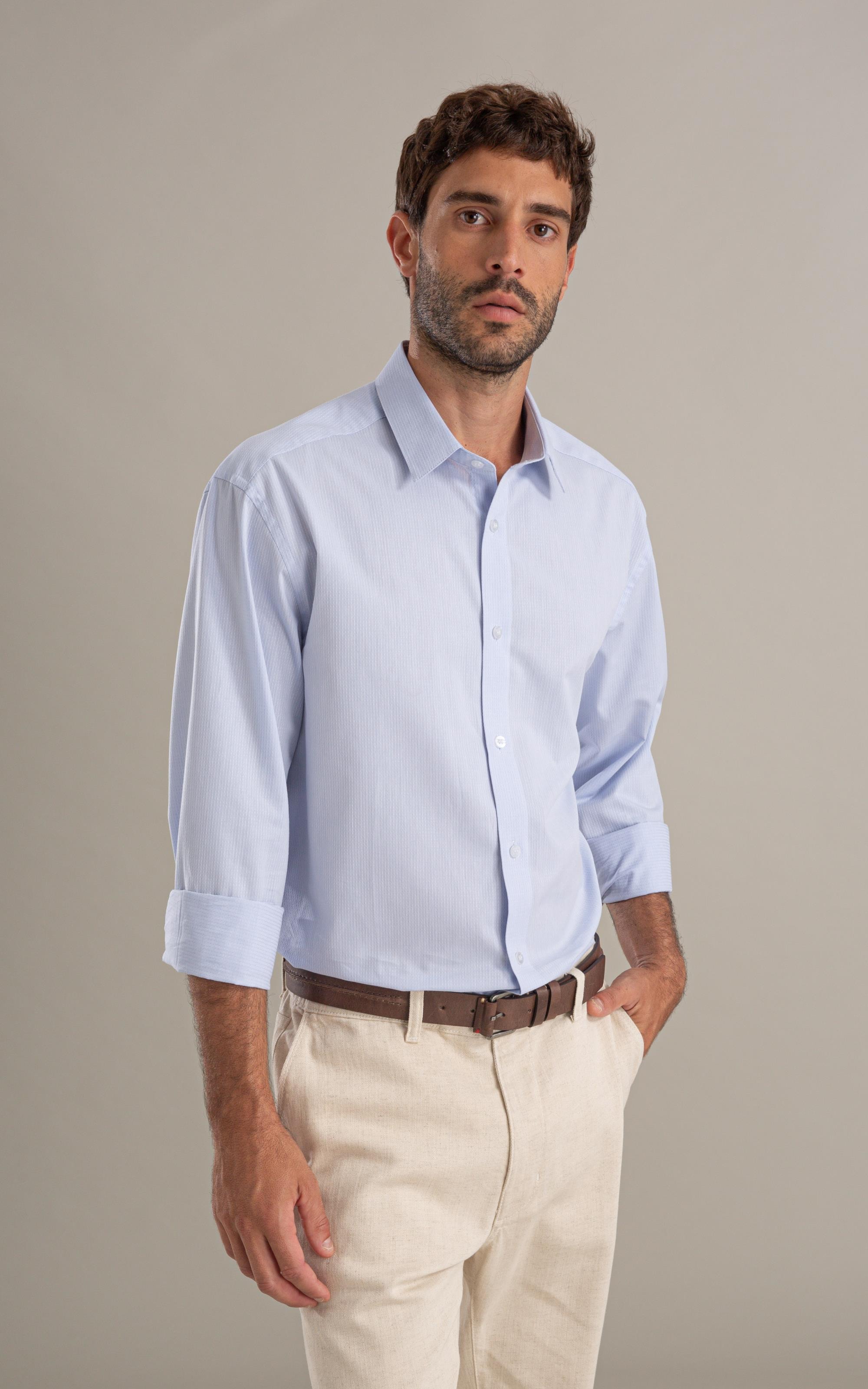 Camisa Maquineta Cristiano Ml Azul Pervante