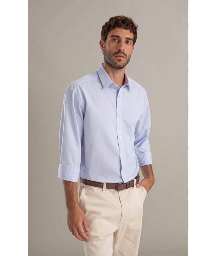 Camisa Maquineta Cristiano Ml Azul Pervante