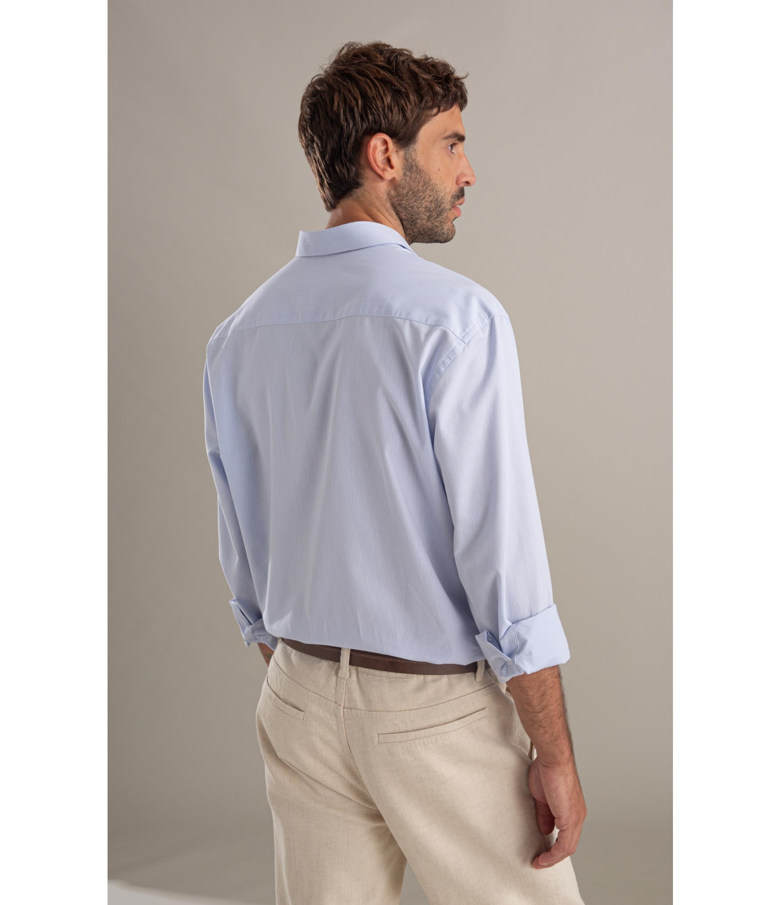 Camisa Maquineta Cristiano Ml Azul Pervante