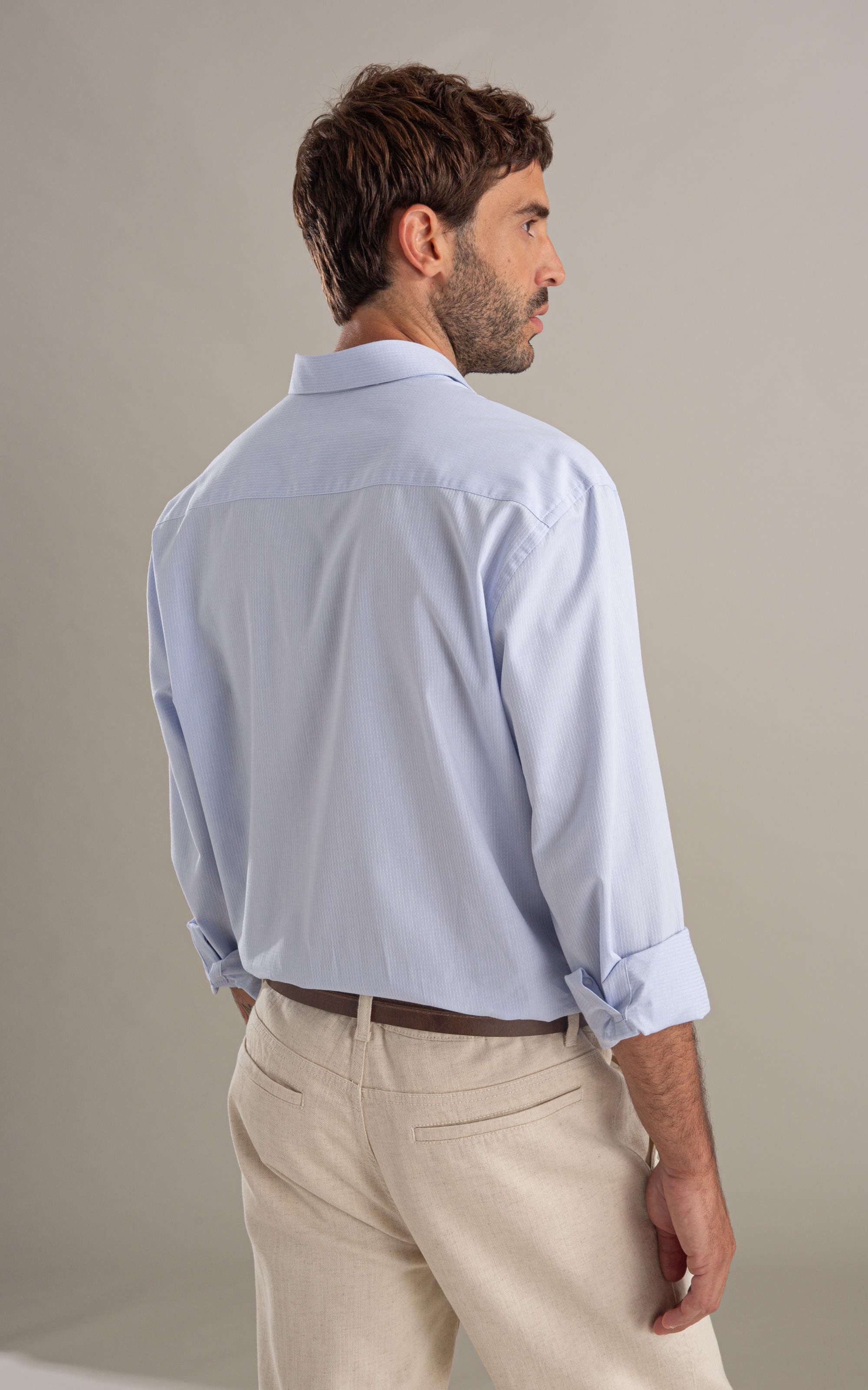 Camisa Maquineta Cristiano Ml Azul Pervante