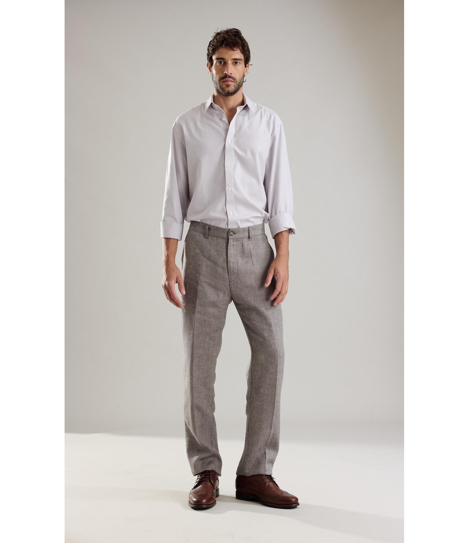 Camisa Maquineta David Ml Cinza Claro