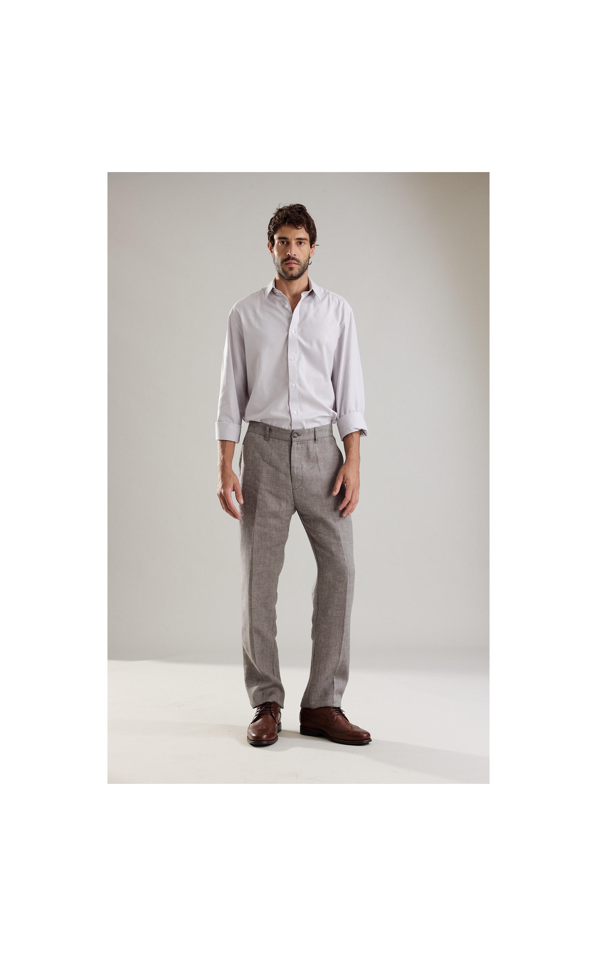 Camisa Maquineta David Ml Cinza Claro