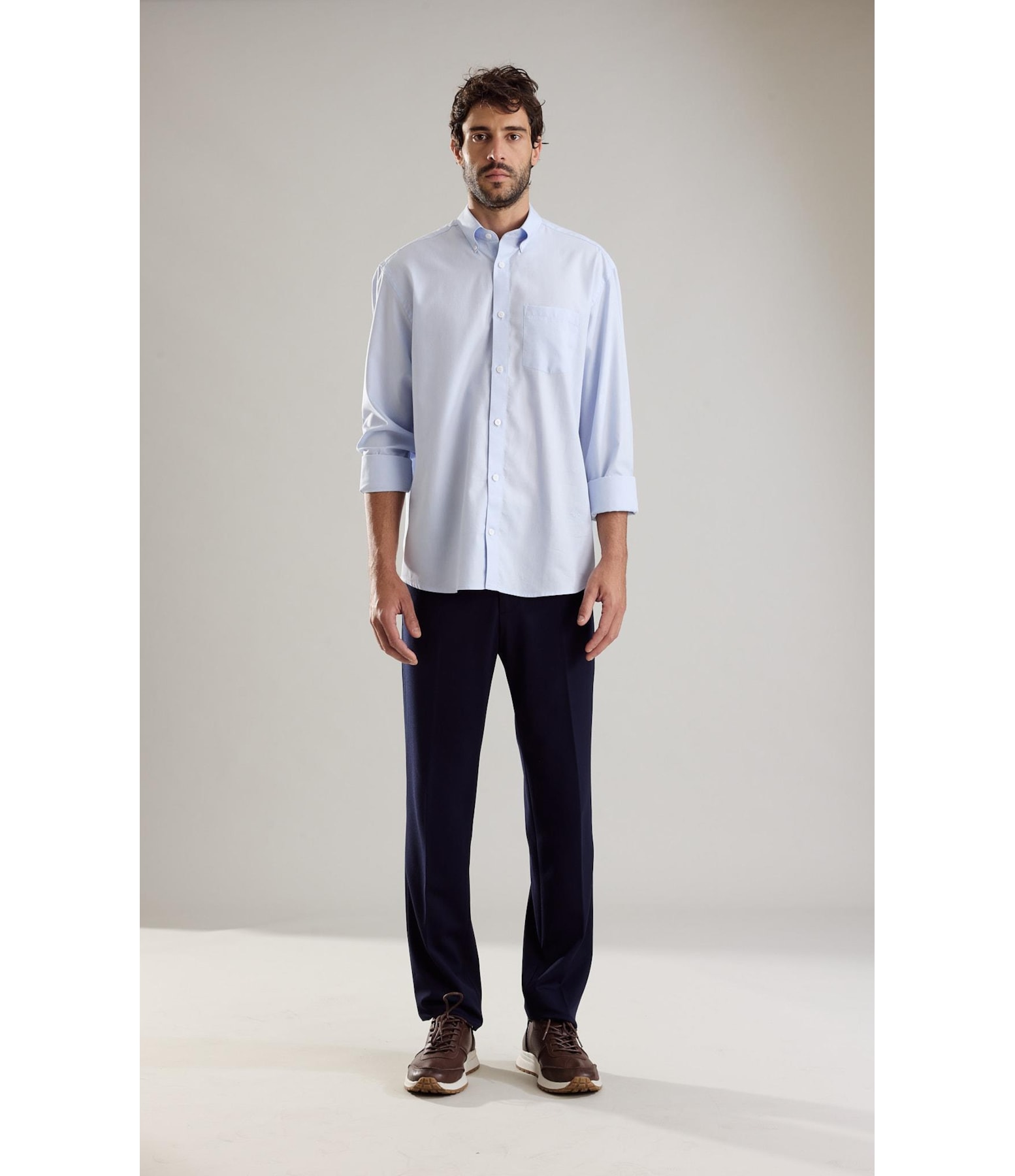 Camisa Maquineta Thales Ml Azul Claro