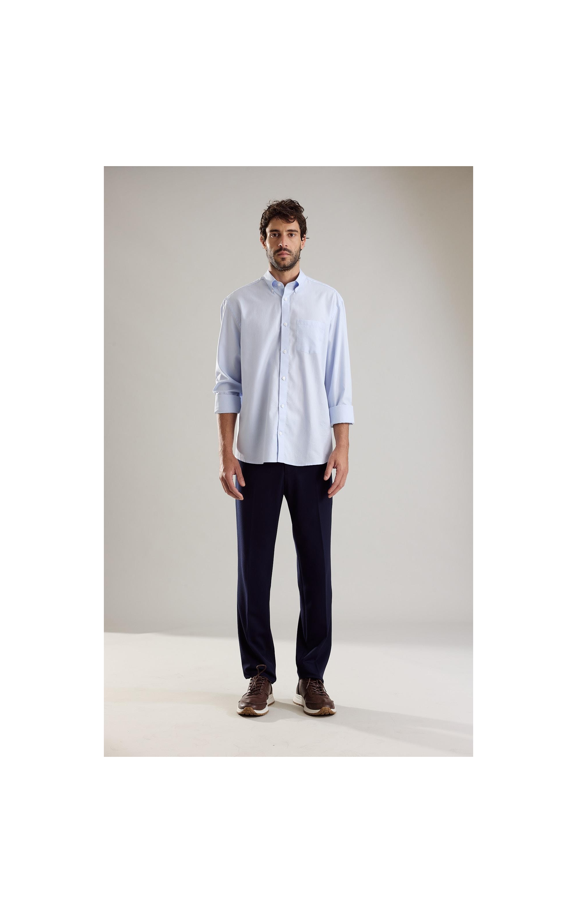 Camisa Maquineta Thales Ml Azul Claro