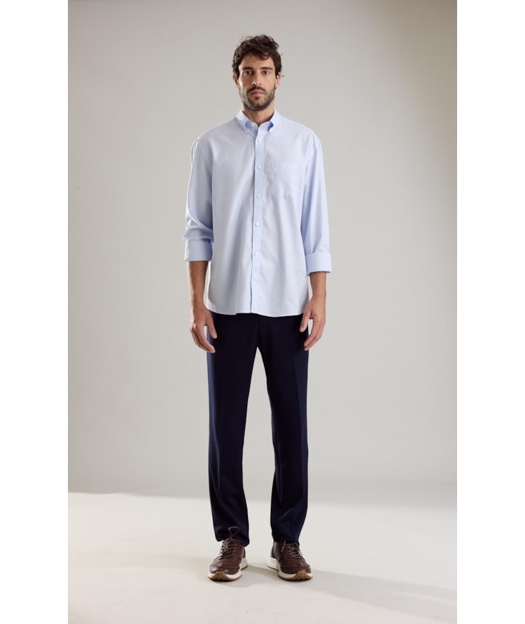 Camisa Maquineta Thales Ml Azul Claro